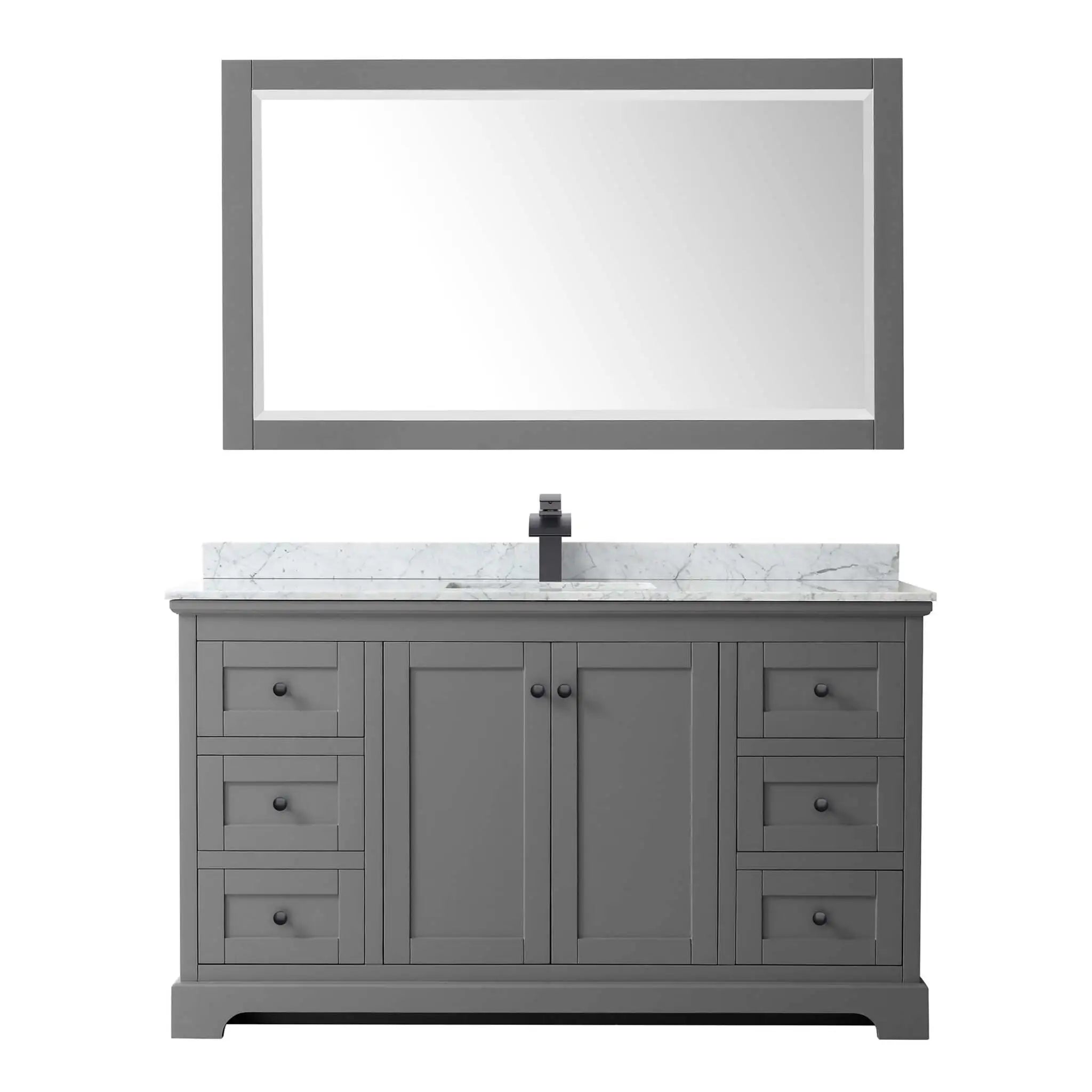 60" Avery Single Bathroom Vanity in Dark Gray with Matte Black Trim & 58" Mirror by Wyndham