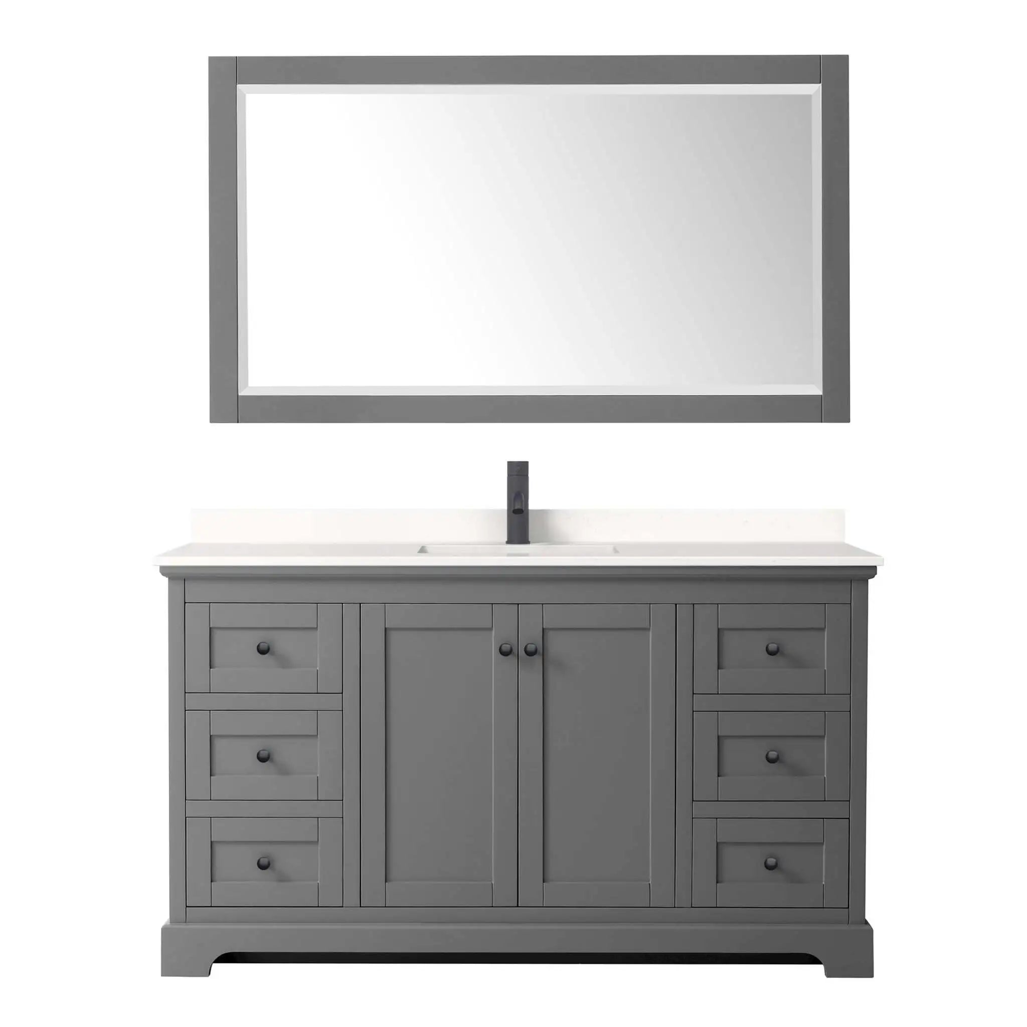 60" Avery Single Bathroom Vanity in Dark Gray with Matte Black Trim & 58" Mirror by Wyndham