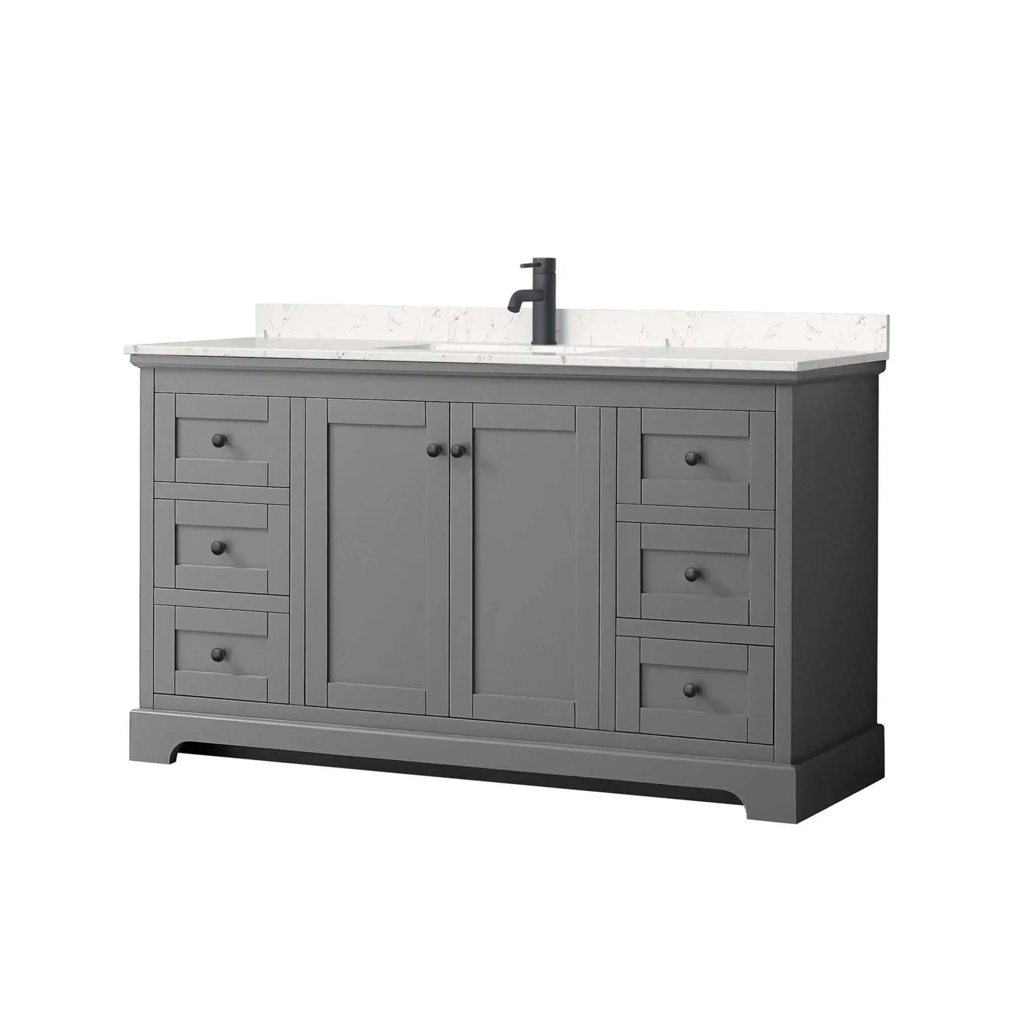 60" Avery Single Bathroom Vanity in Dark Gray with Matte Black Trim by Wyndham