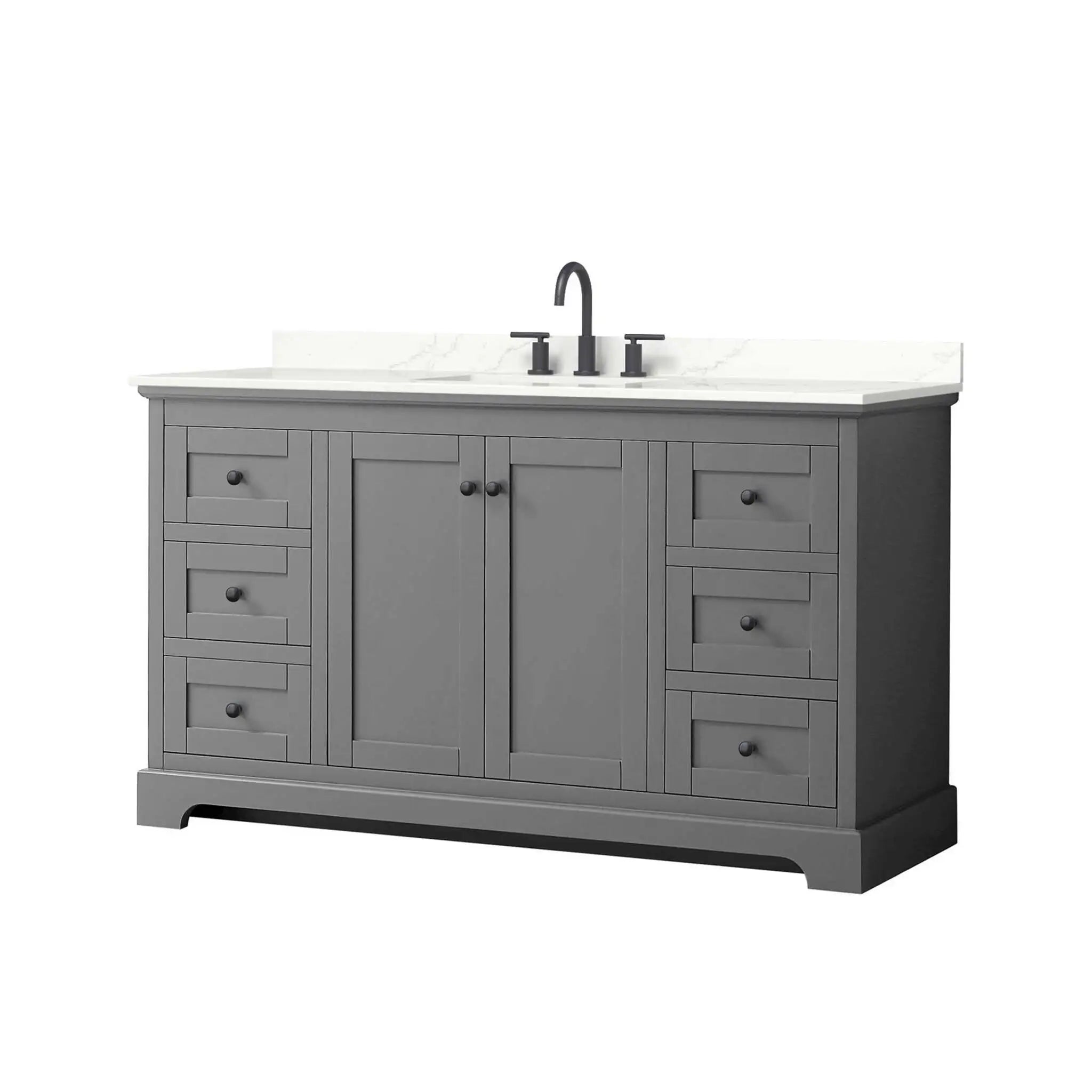 60" Avery Single Bathroom Vanity in Dark Gray with Matte Black Trim by Wyndham