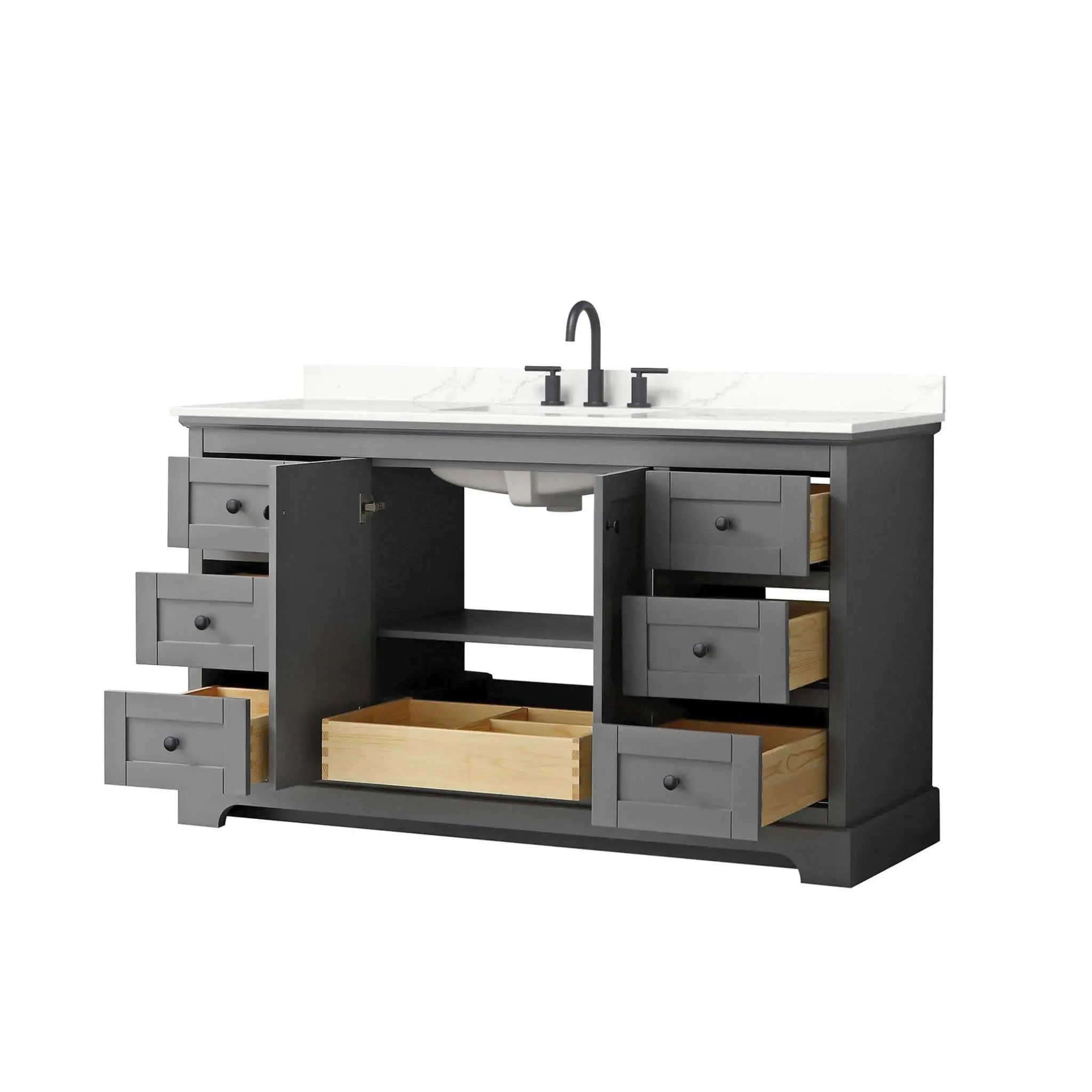 60" Avery Single Bathroom Vanity in Dark Gray with Matte Black Trim by Wyndham