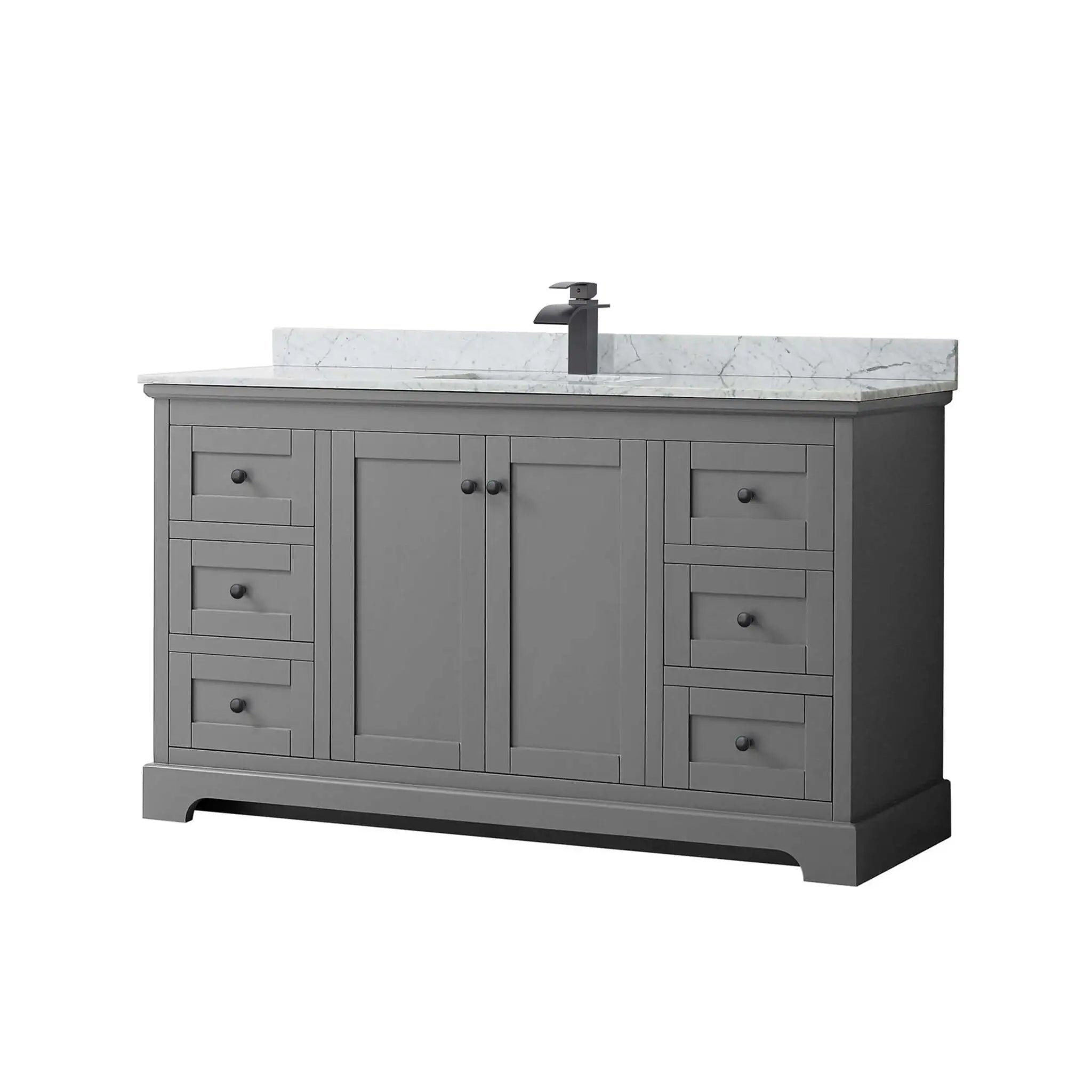 60" Avery Single Bathroom Vanity in Dark Gray with Matte Black Trim by Wyndham