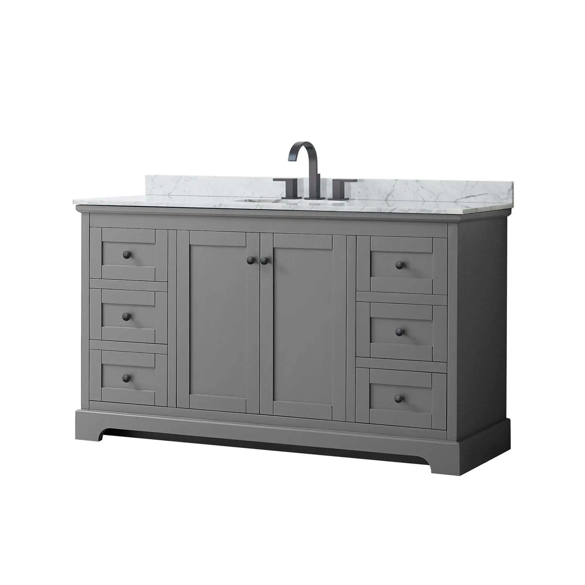 60" Avery Single Bathroom Vanity in Dark Gray with Matte Black Trim by Wyndham