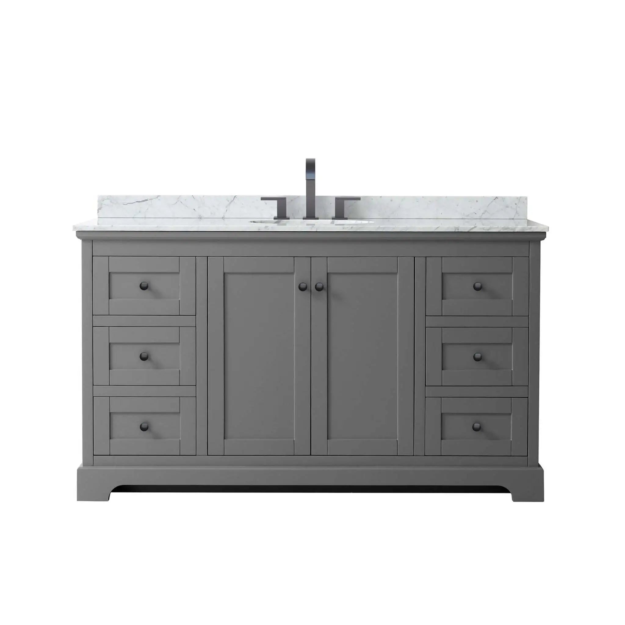 60" Avery Single Bathroom Vanity in Dark Gray with Matte Black Trim by Wyndham