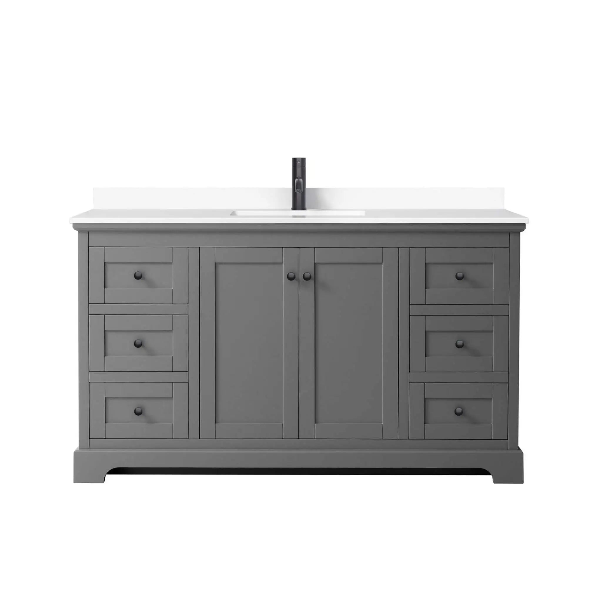 60" Avery Single Bathroom Vanity in Dark Gray with Matte Black Trim by Wyndham
