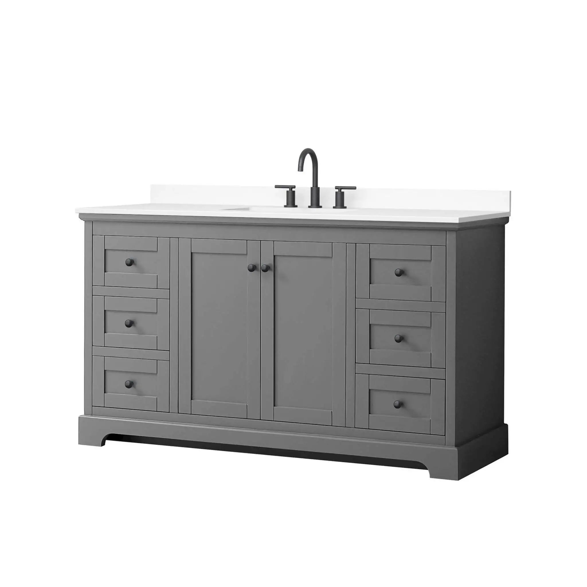 60" Avery Single Bathroom Vanity in Dark Gray with Matte Black Trim by Wyndham