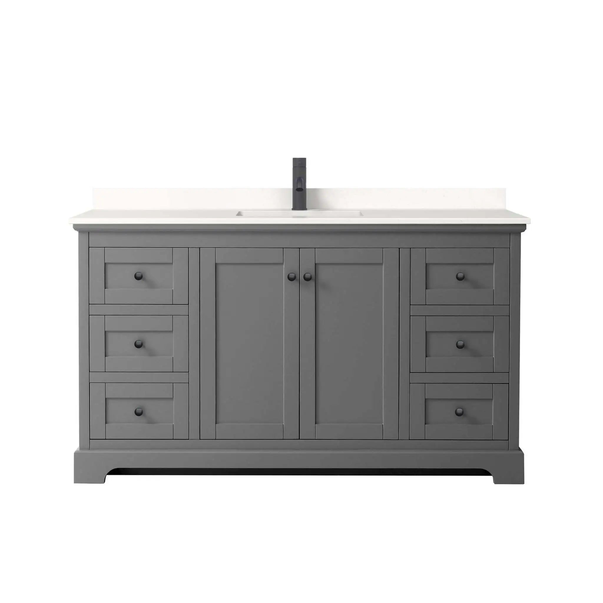 60" Avery Single Bathroom Vanity in Dark Gray with Matte Black Trim by Wyndham