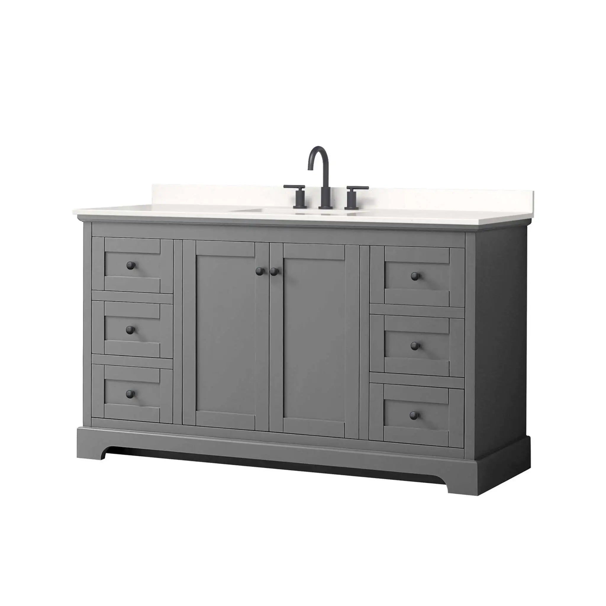 60" Avery Single Bathroom Vanity in Dark Gray with Matte Black Trim by Wyndham
