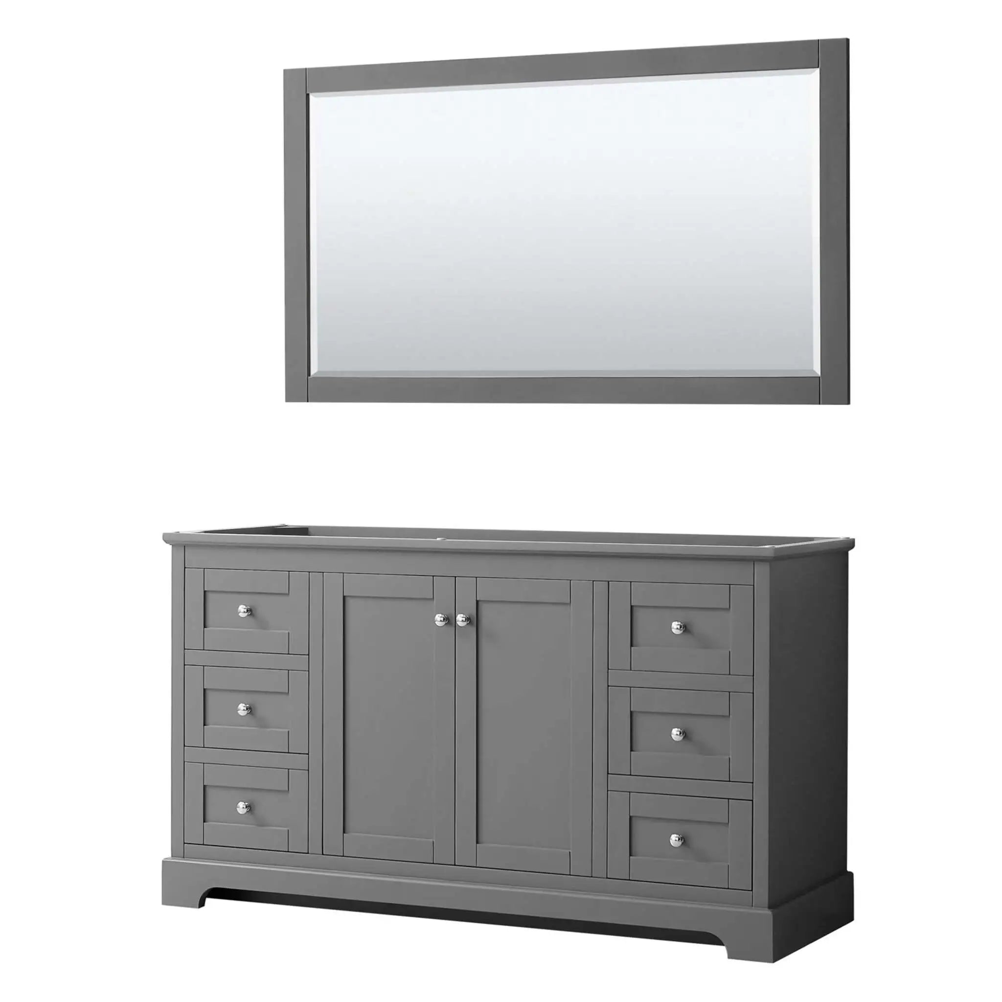 60" Avery Single Bathroom Vanity in Dark Gray with Polished Chrome Trim & 58" Mirror by Wyndham