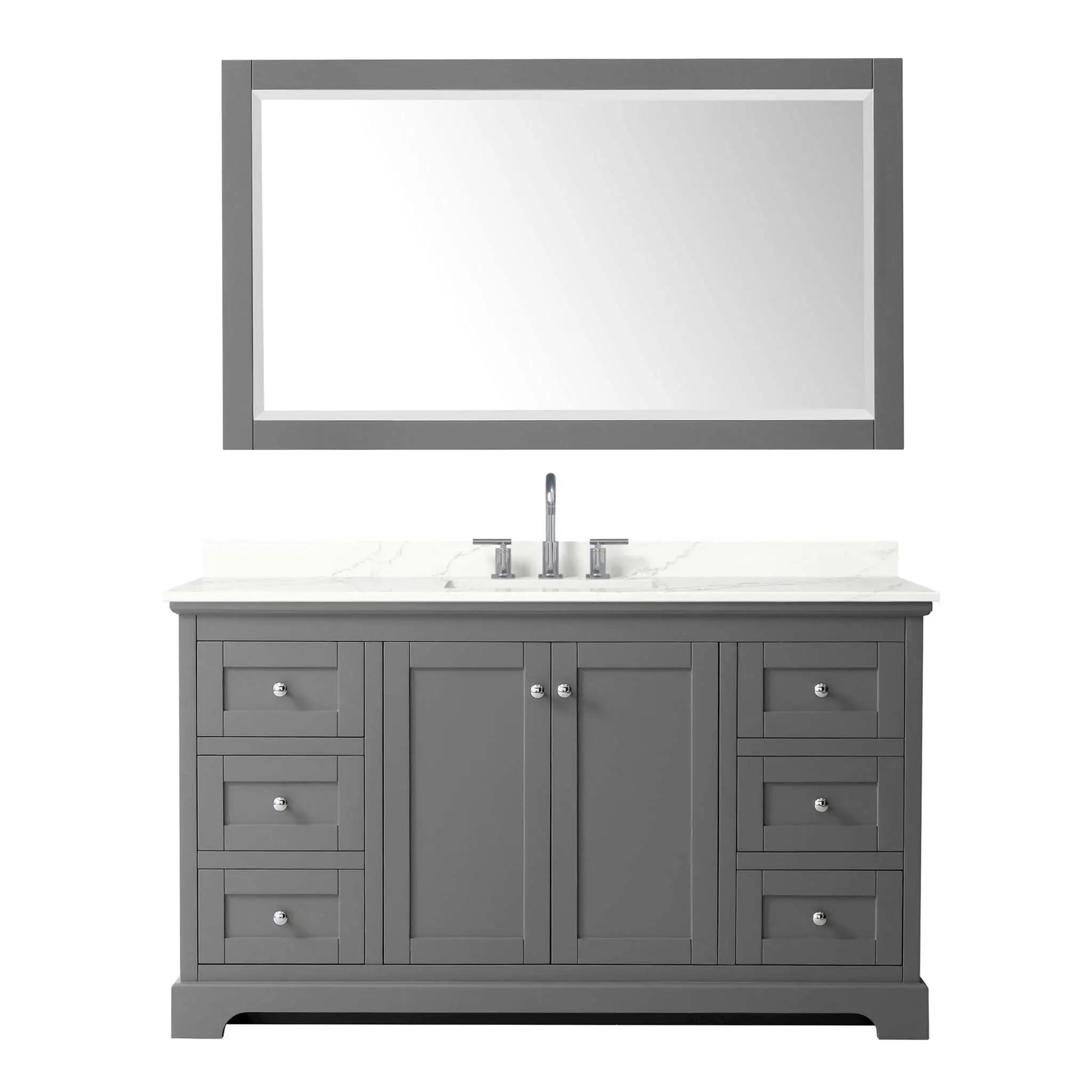 60" Avery Single Bathroom Vanity in Dark Gray with Polished Chrome Trim & 58" Mirror by Wyndham