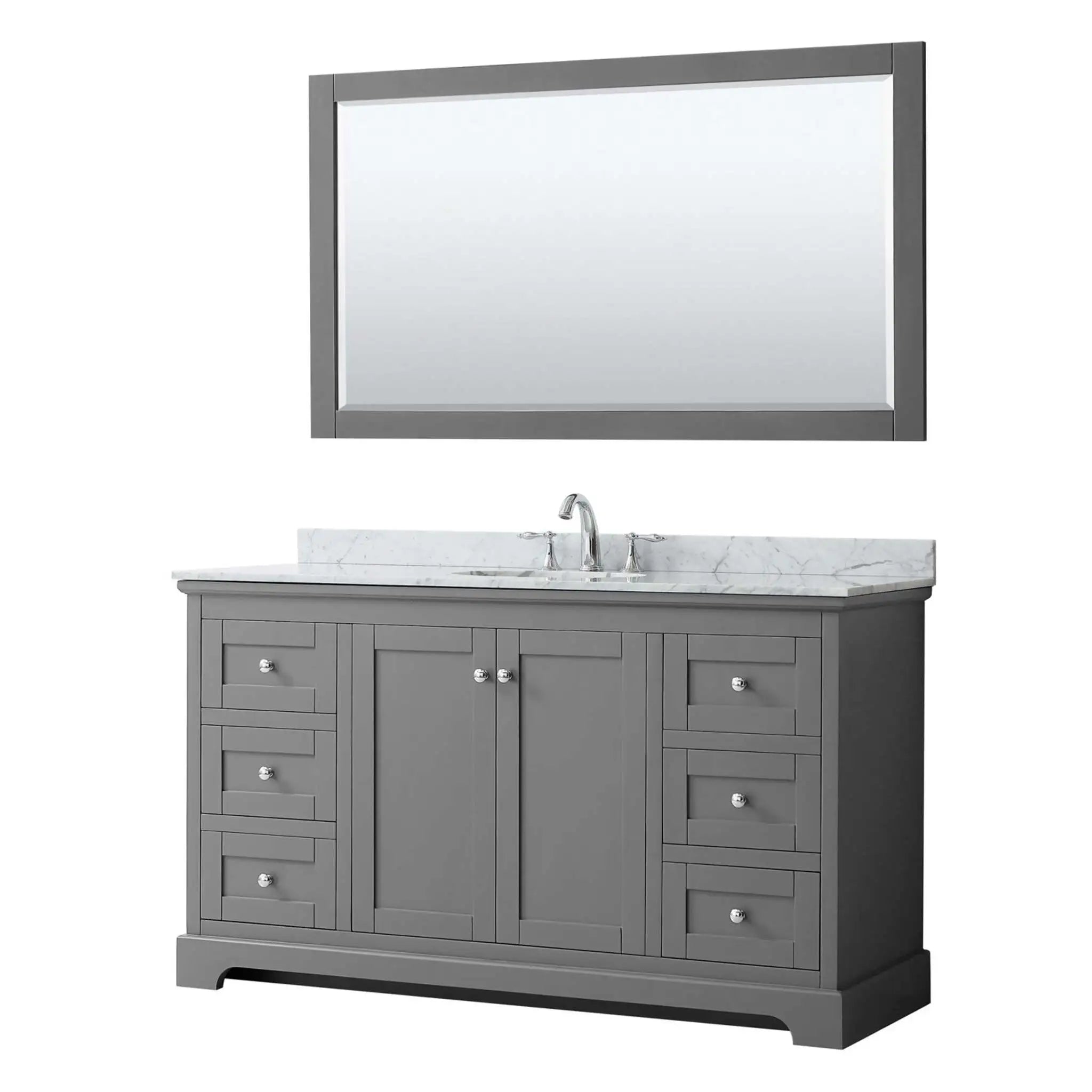 60" Avery Single Bathroom Vanity in Dark Gray with Polished Chrome Trim & 58" Mirror by Wyndham
