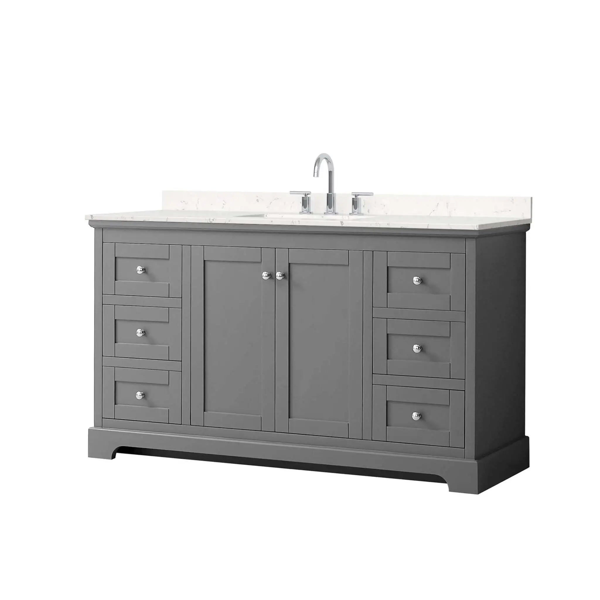 60" Avery Single Bathroom Vanity in Dark Gray with Polished Chrome Trim by Wyndham