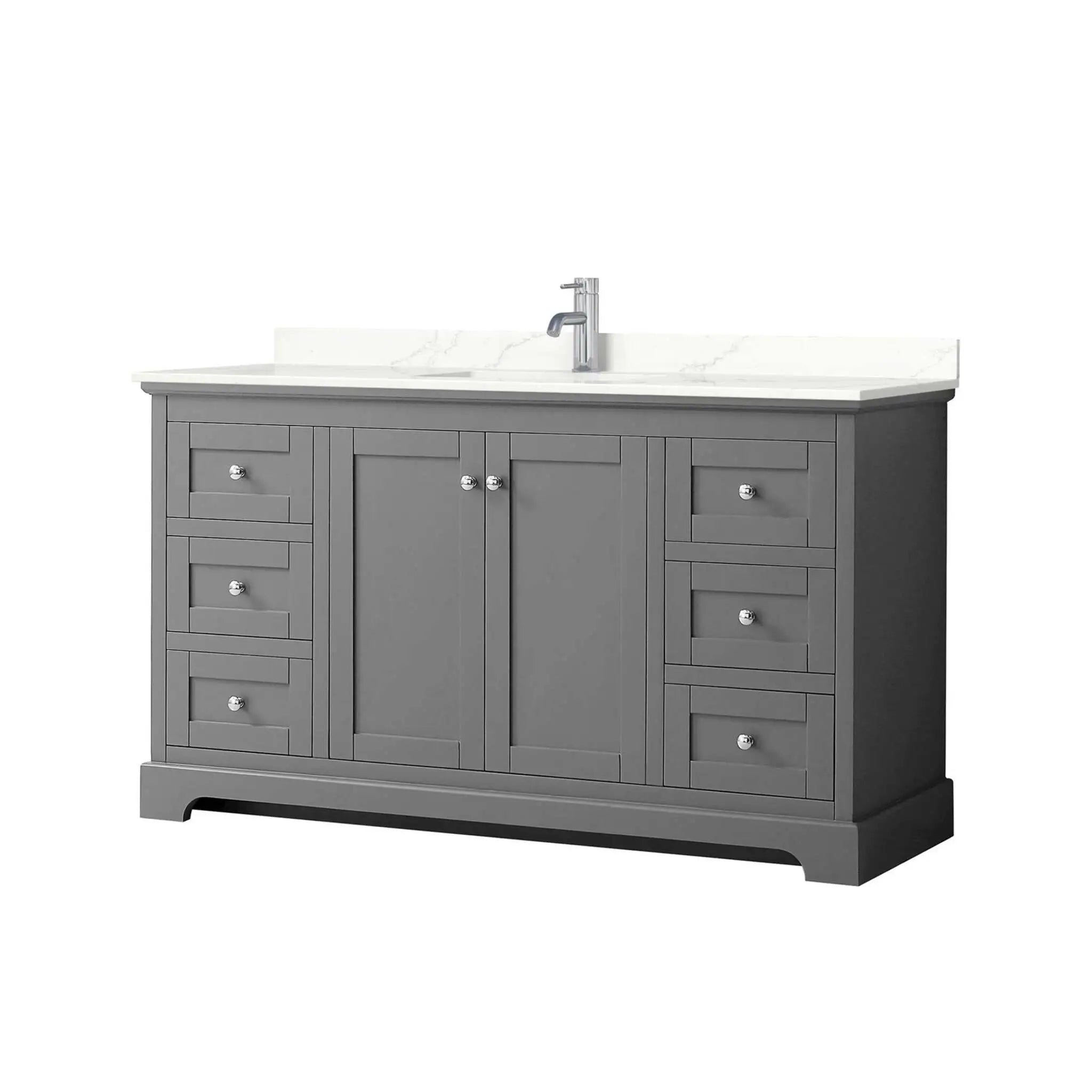 60" Avery Single Bathroom Vanity in Dark Gray with Polished Chrome Trim by Wyndham