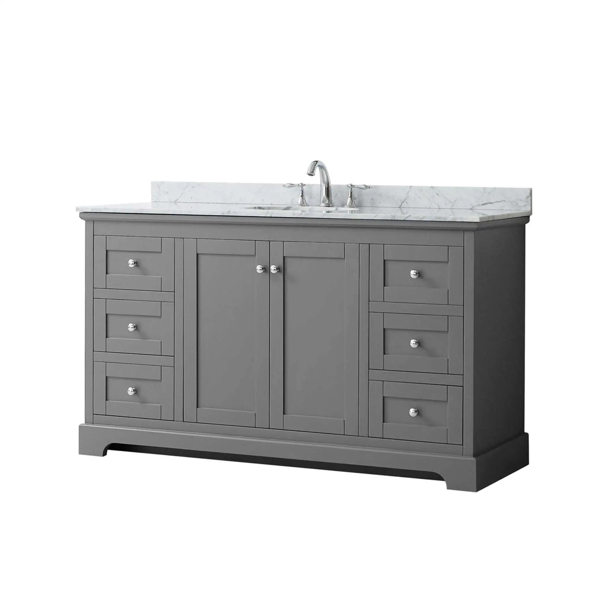 60" Avery Single Bathroom Vanity in Dark Gray with Polished Chrome Trim by Wyndham