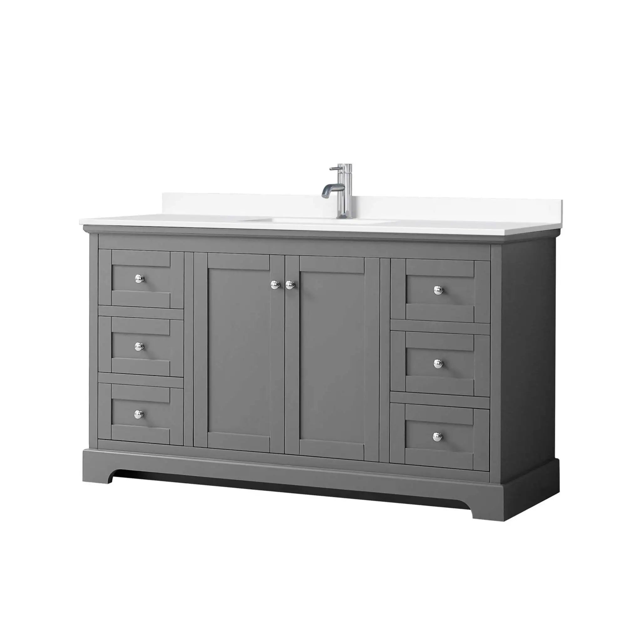 60" Avery Single Bathroom Vanity in Dark Gray with Polished Chrome Trim by Wyndham