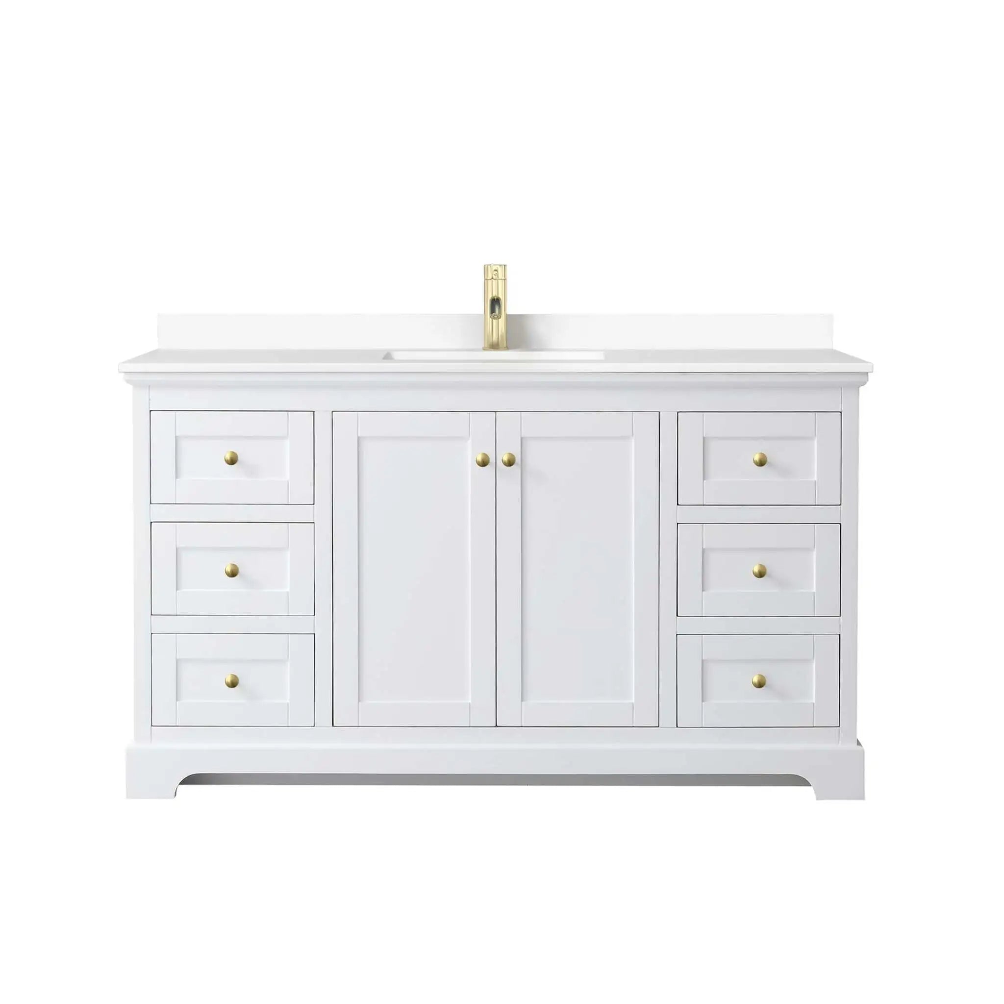 60" Avery Single Bathroom Vanity in White with Brushed Gold Trim by Wyndham