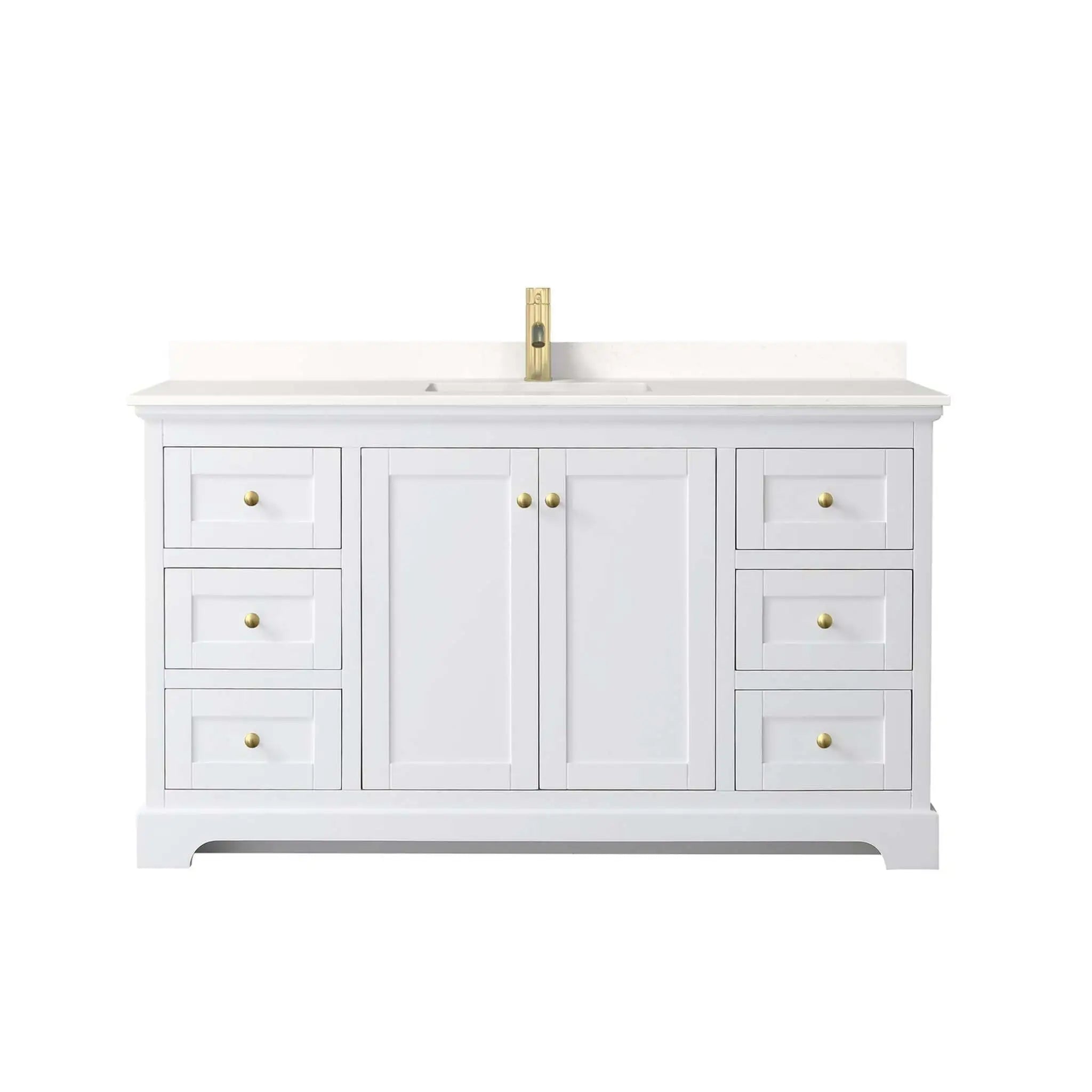 60" Avery Single Bathroom Vanity in White with Brushed Gold Trim by Wyndham