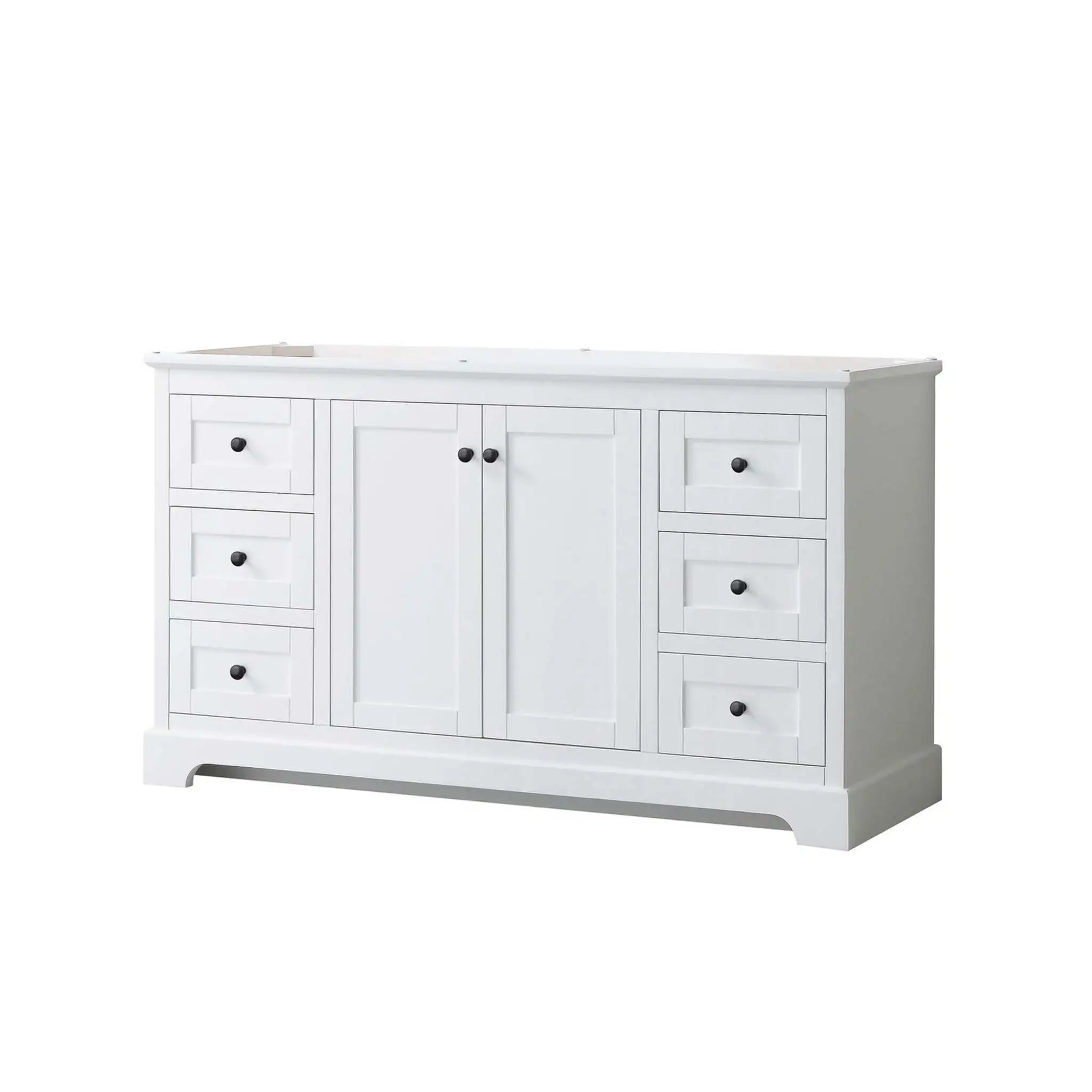 60" Avery Single Bathroom Vanity in White with Matte Black Trim by Wyndham