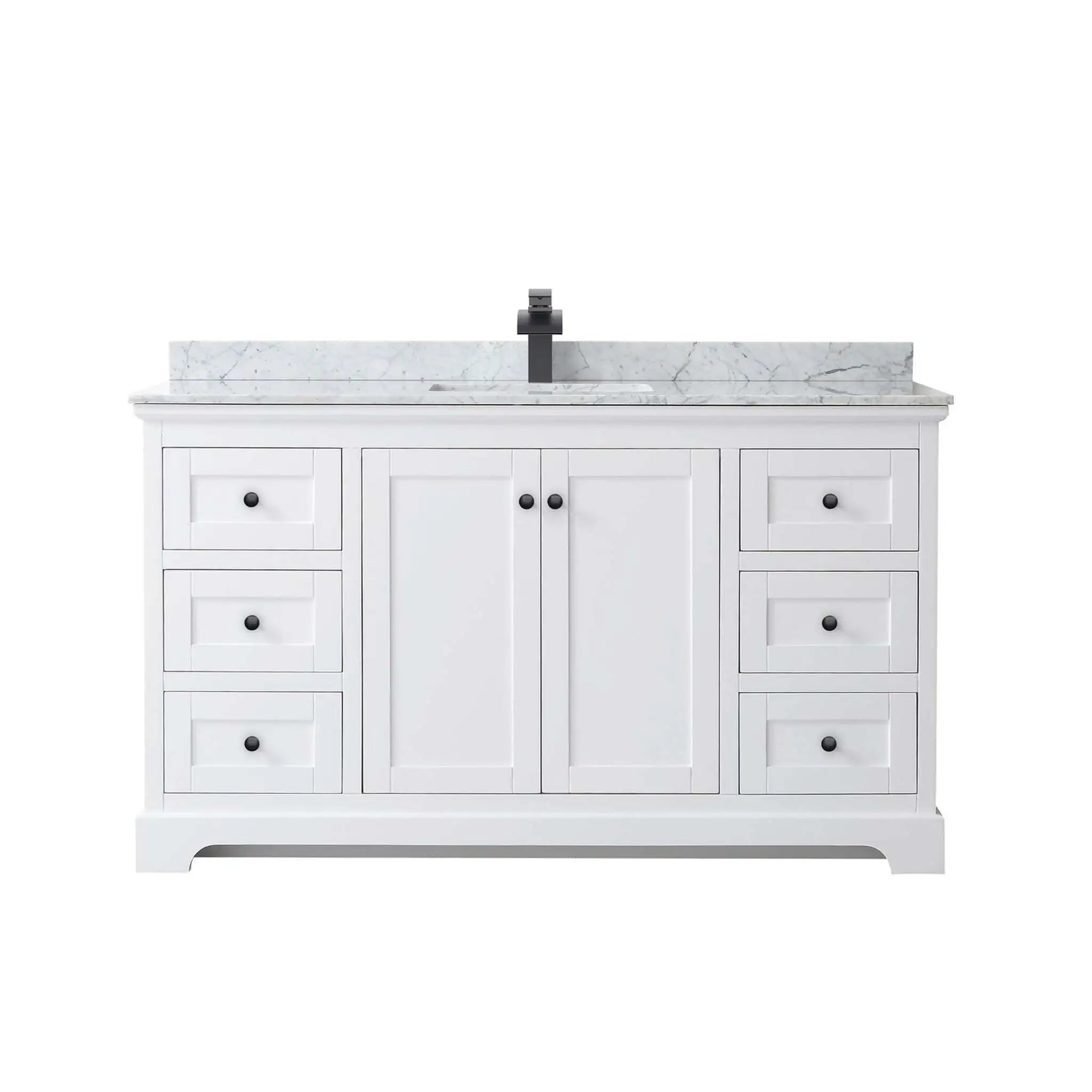 60" Avery Single Bathroom Vanity in White with Matte Black Trim by Wyndham