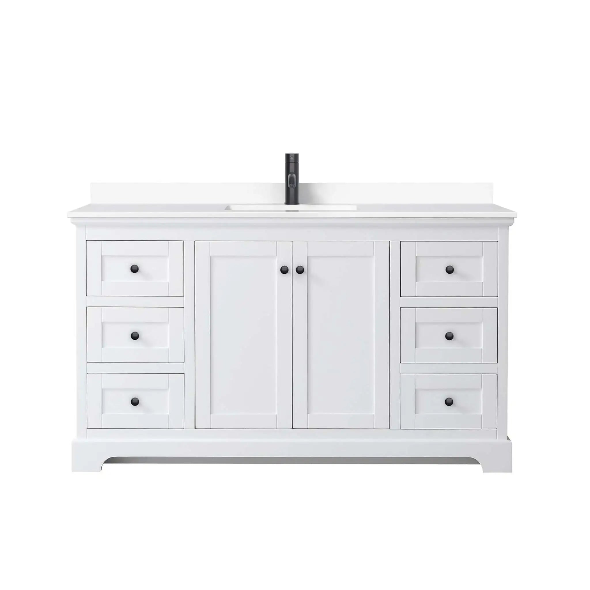 60" Avery Single Bathroom Vanity in White with Matte Black Trim by Wyndham