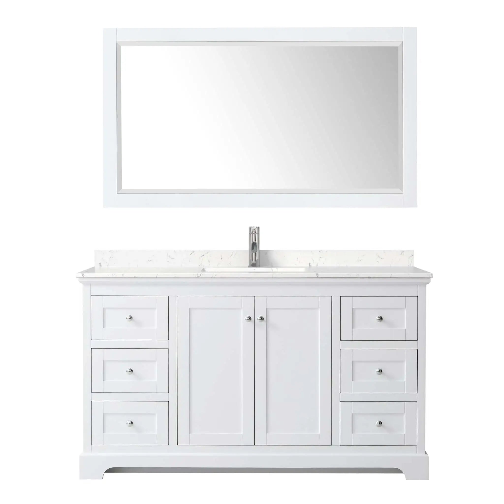 60" Avery Single Bathroom Vanity in White with Polished Chrome Trim & 58" Mirror by Wyndham