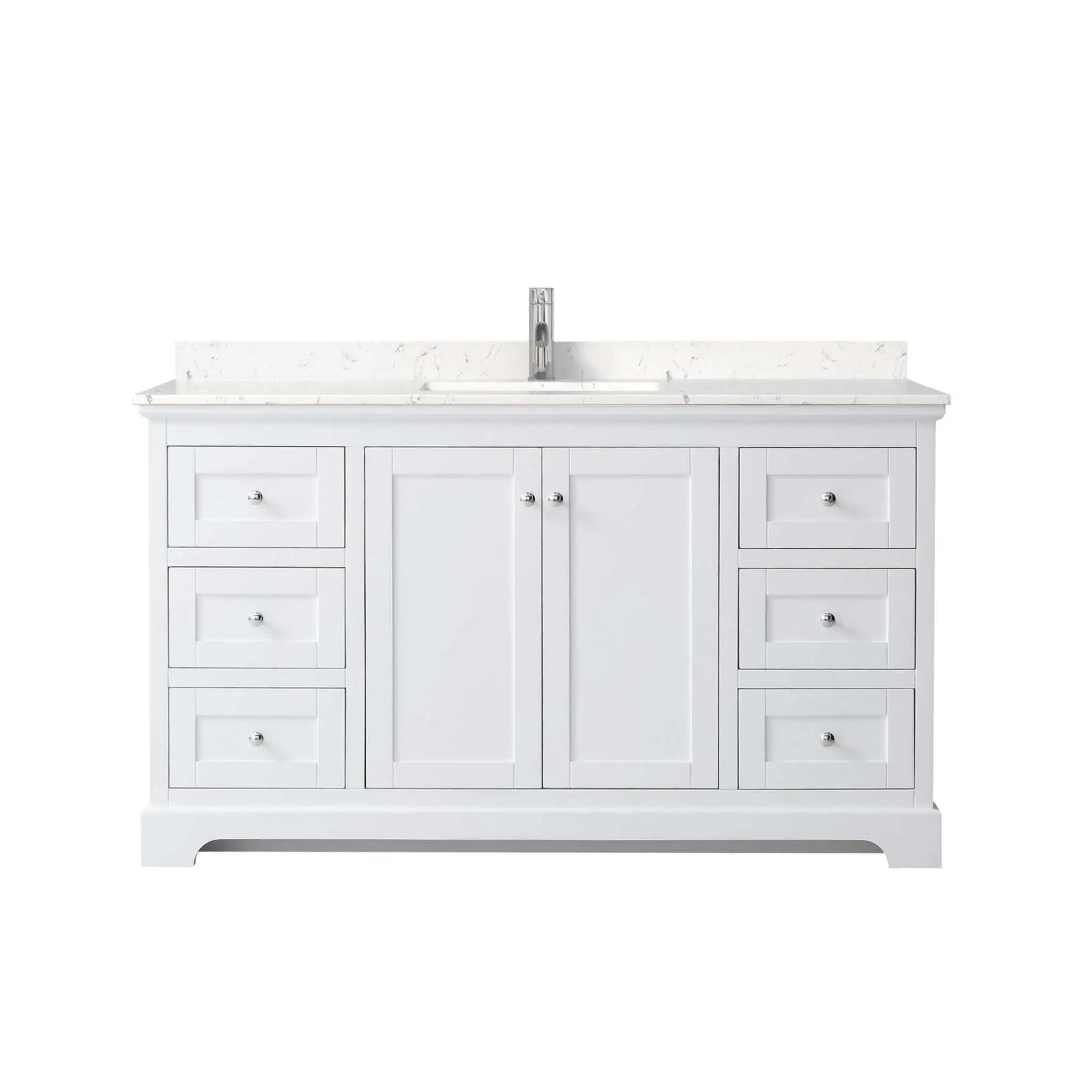 60" Avery Single Bathroom Vanity in White with Polished Chrome Trim by Wyndham
