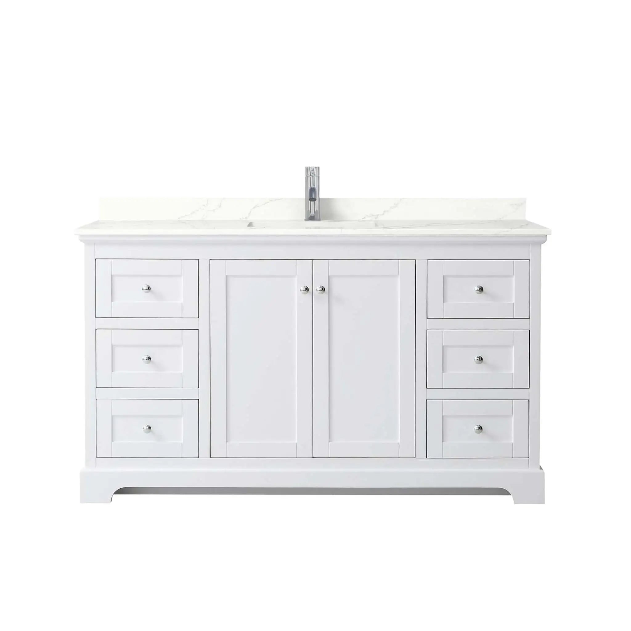 60" Avery Single Bathroom Vanity in White with Polished Chrome Trim by Wyndham