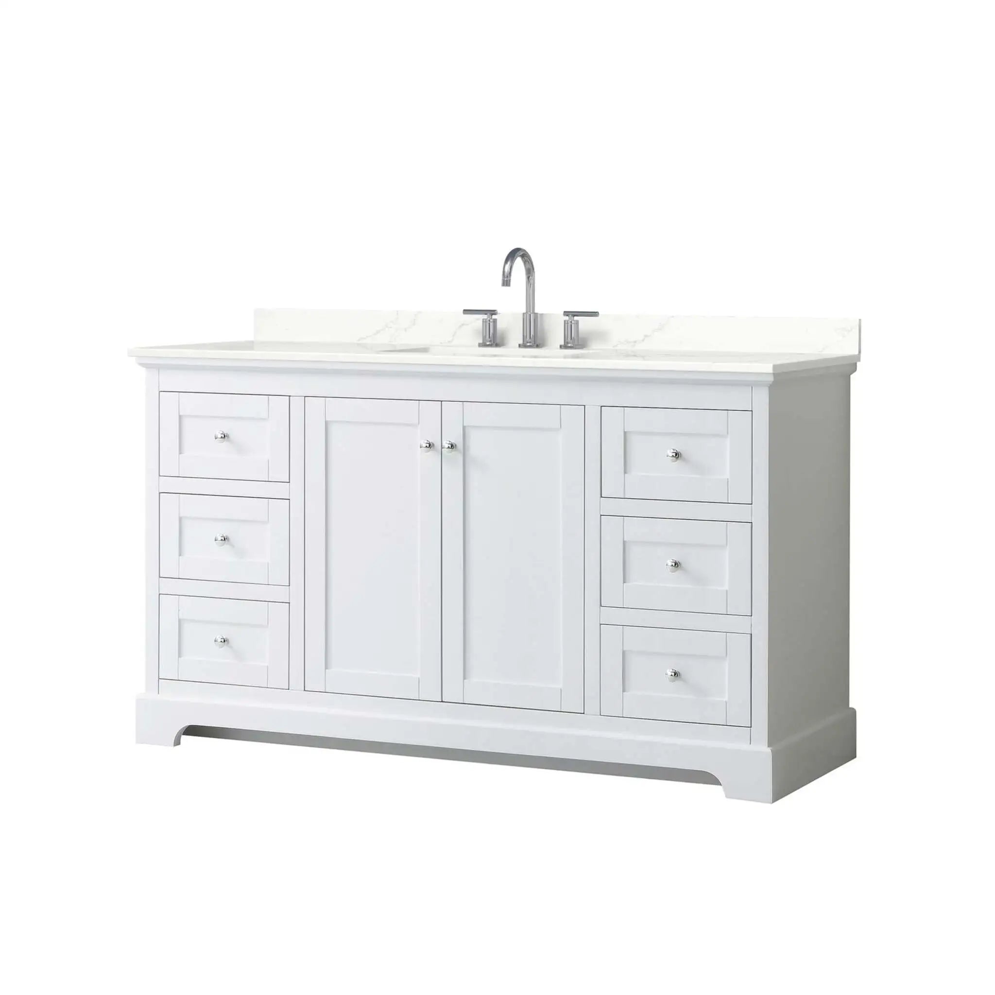 60" Avery Single Bathroom Vanity in White with Polished Chrome Trim by Wyndham