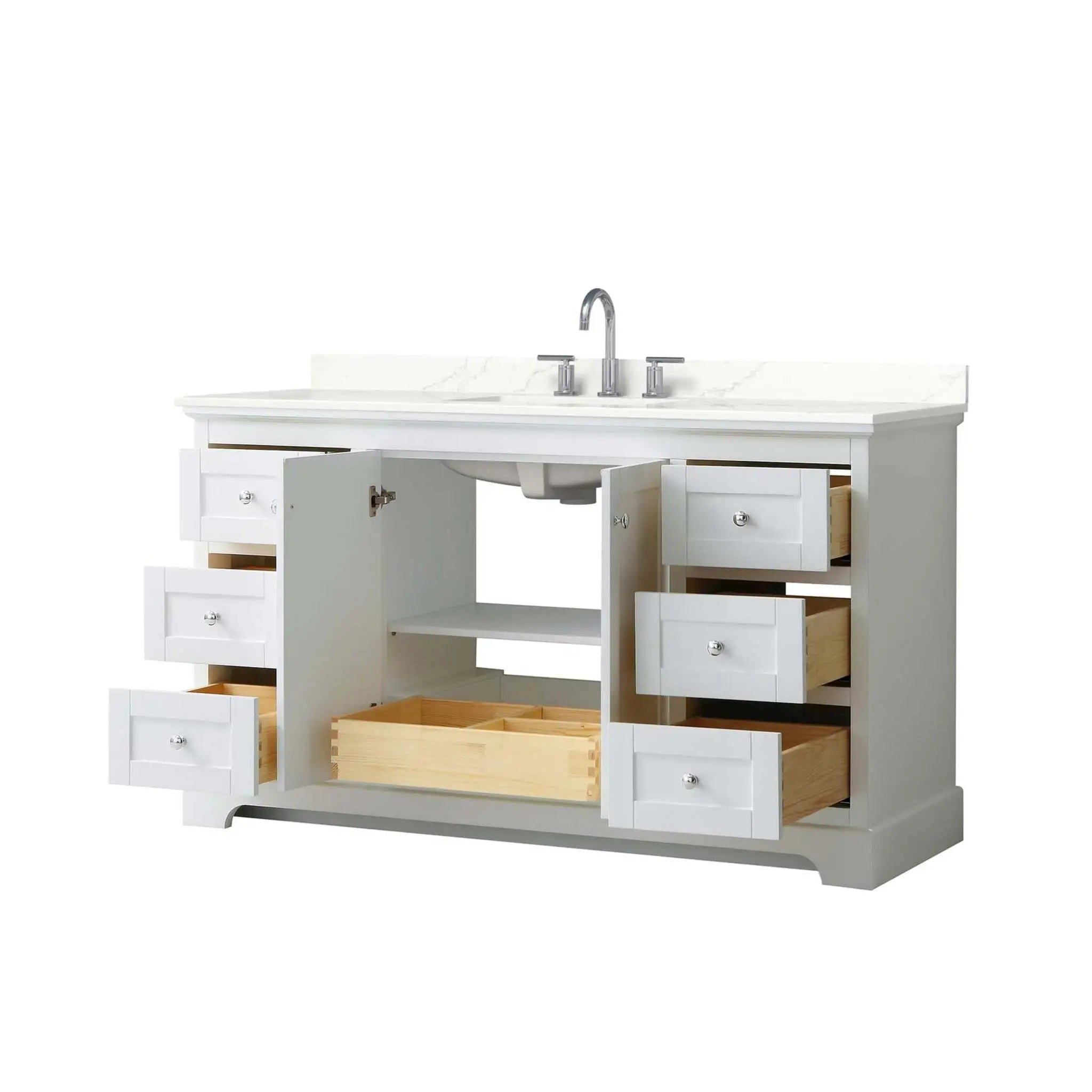 60" Avery Single Bathroom Vanity in White with Polished Chrome Trim by Wyndham