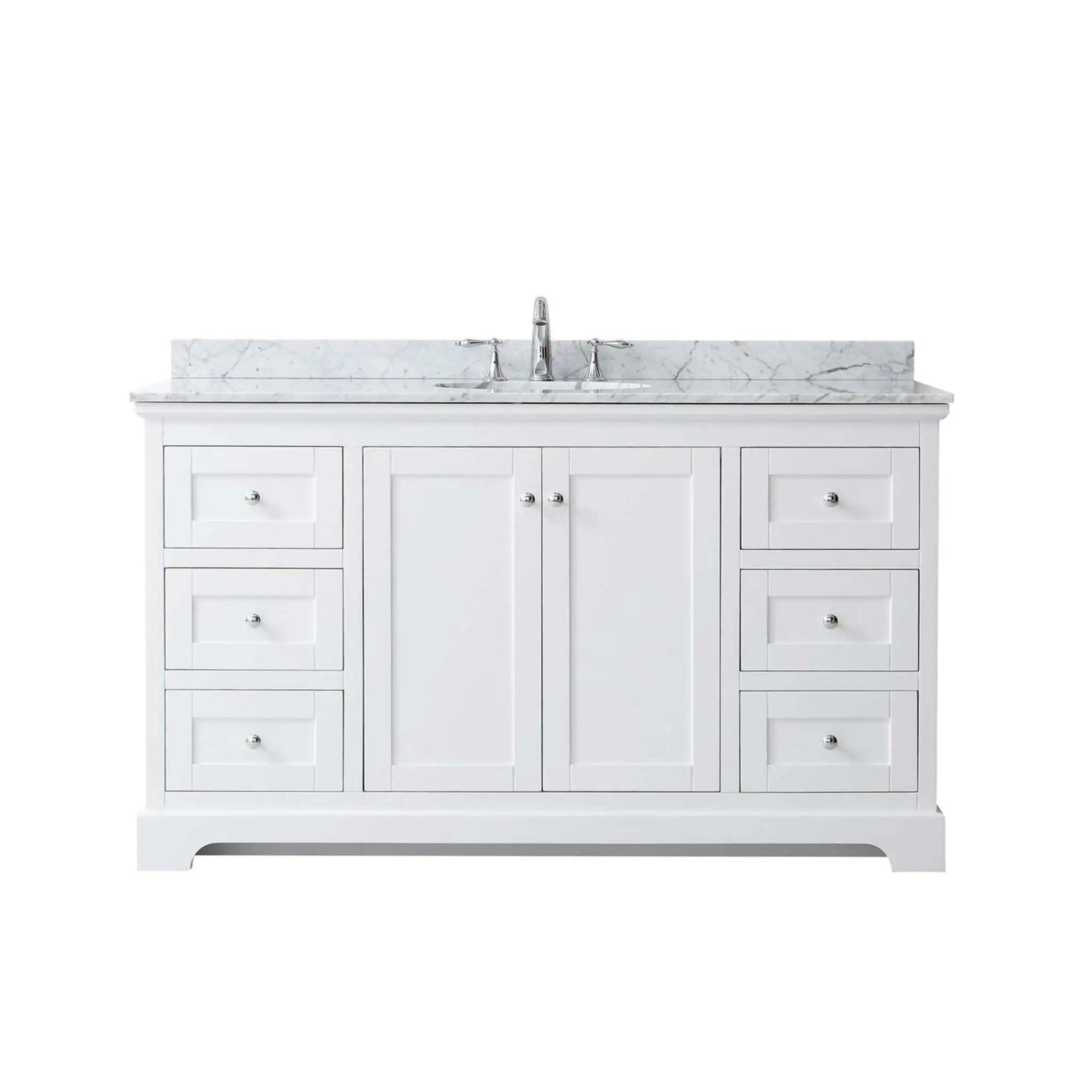 60" Avery Single Bathroom Vanity in White with Polished Chrome Trim by Wyndham