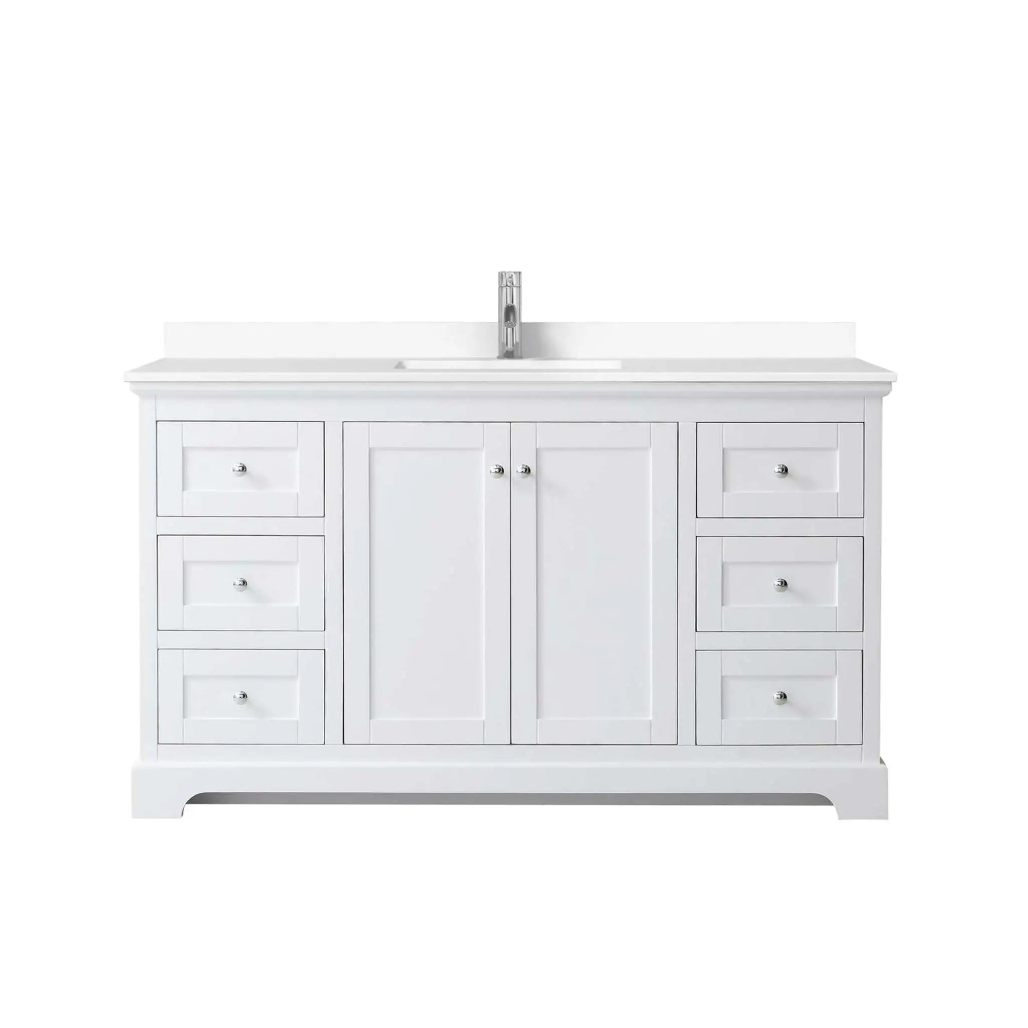 60" Avery Single Bathroom Vanity in White with Polished Chrome Trim by Wyndham