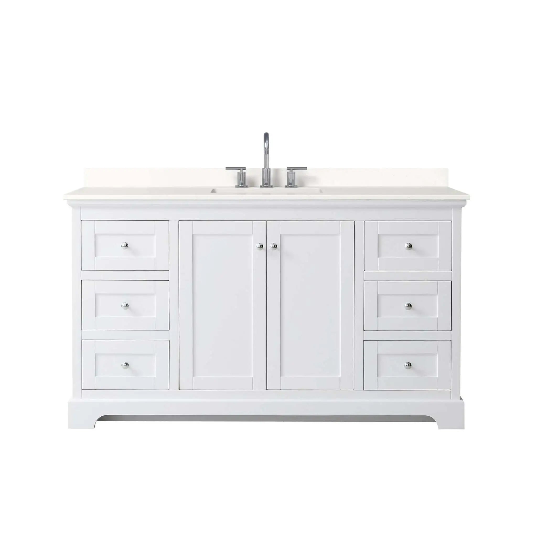 60" Avery Single Bathroom Vanity in White with Polished Chrome Trim by Wyndham