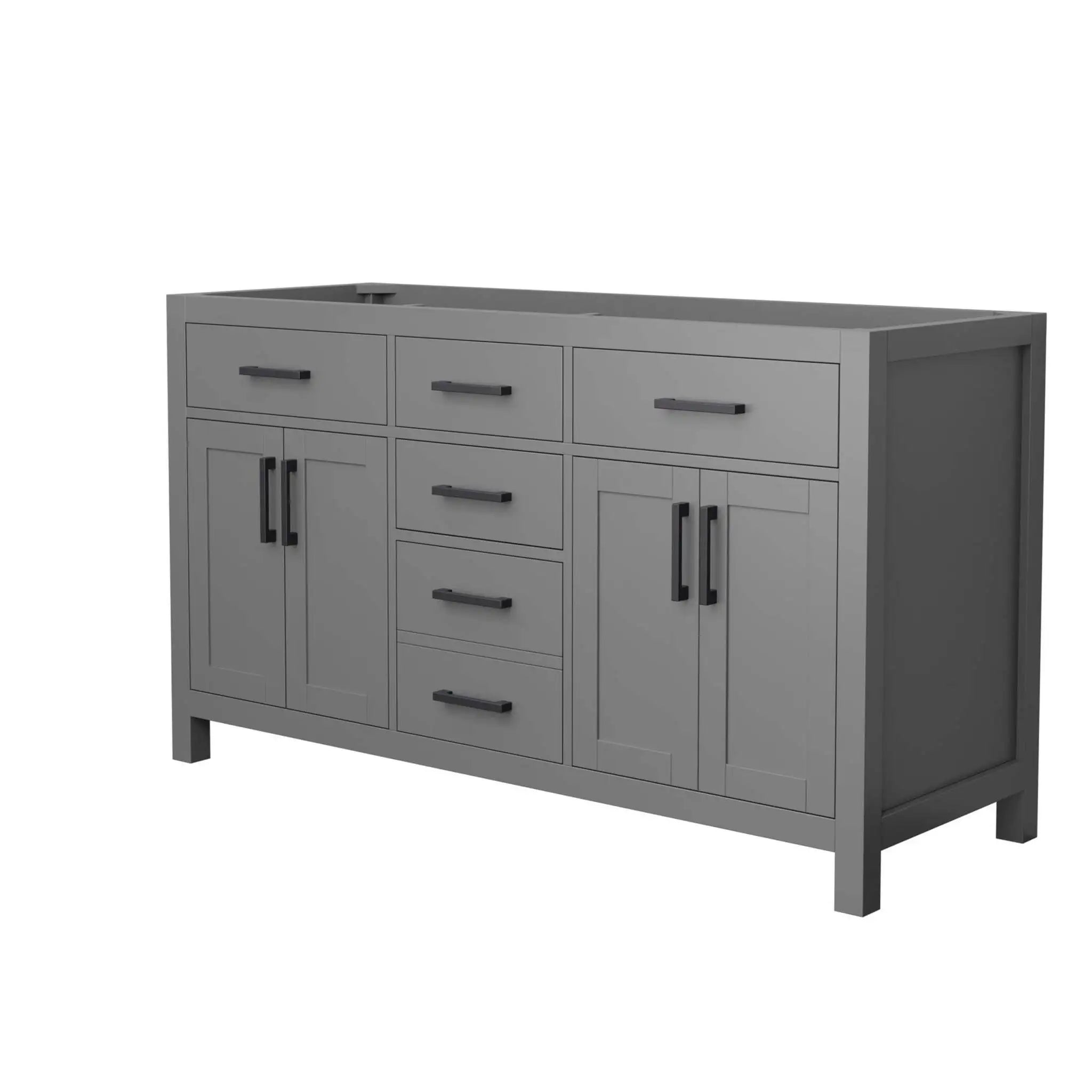 60" Beckett Double Bathroom Vanity in Dark Gray with Matte Black Trim by Wyndham