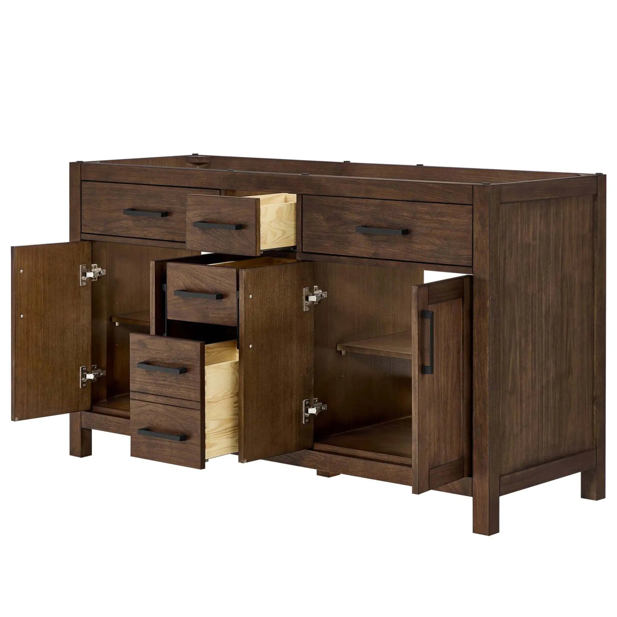 60" Beckett Double Bathroom Vanity in Dark Walnut with Matte Black Trim by Wyndham