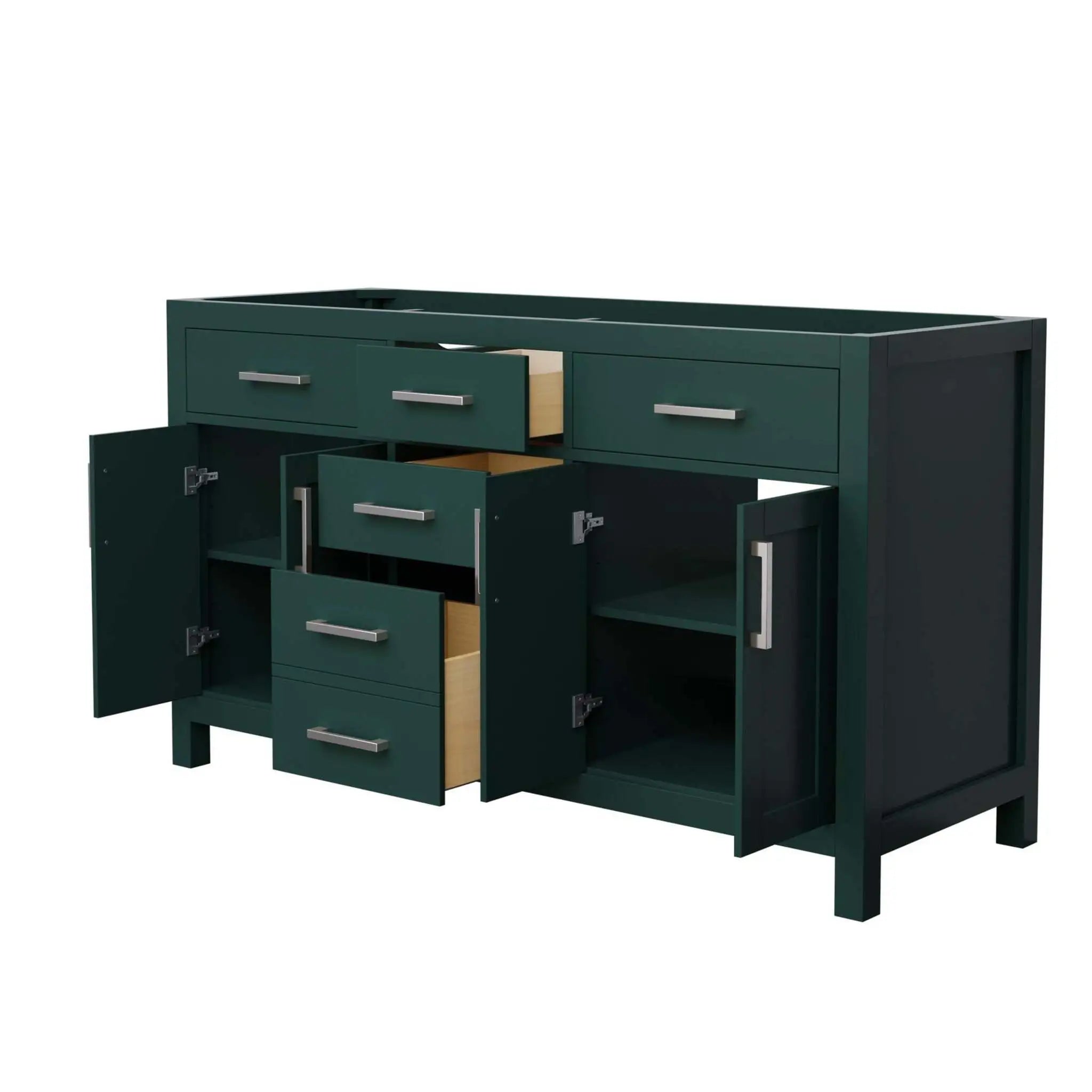 60" Beckett Double Bathroom Vanity in Green with Brushed Nickel Trim by Wyndham