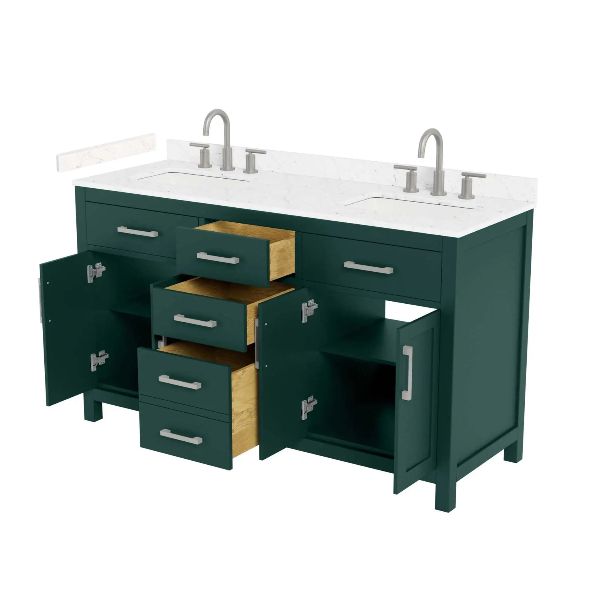 60" Beckett Double Bathroom Vanity in Green with Brushed Nickel Trim by Wyndham