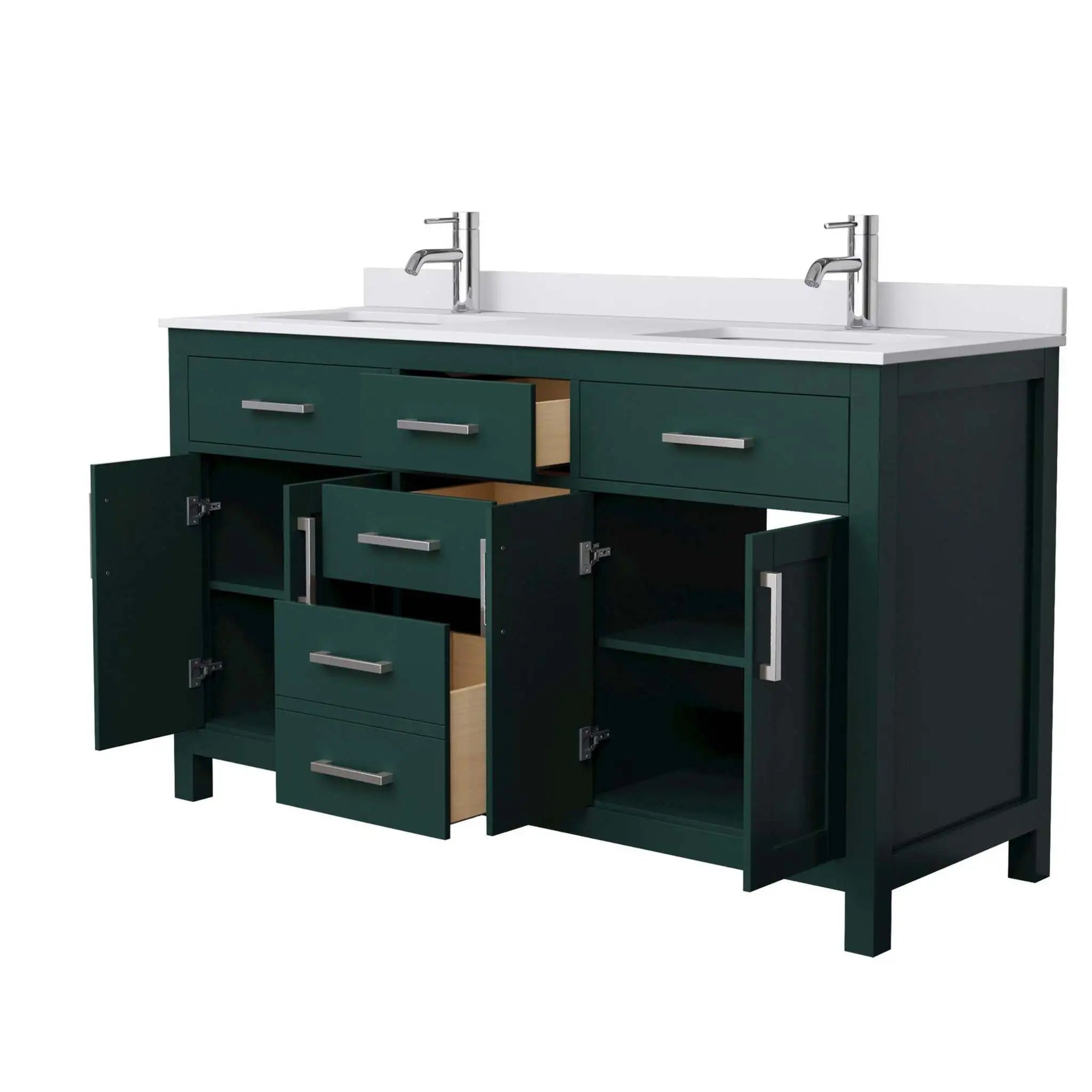 60" Beckett Double Bathroom Vanity in Green with Brushed Nickel Trim by Wyndham