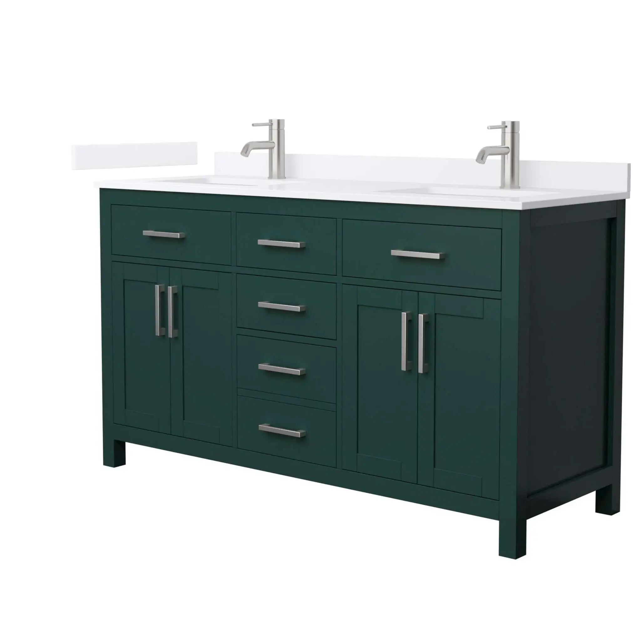 60" Beckett Double Bathroom Vanity in Green with Brushed Nickel Trim by Wyndham