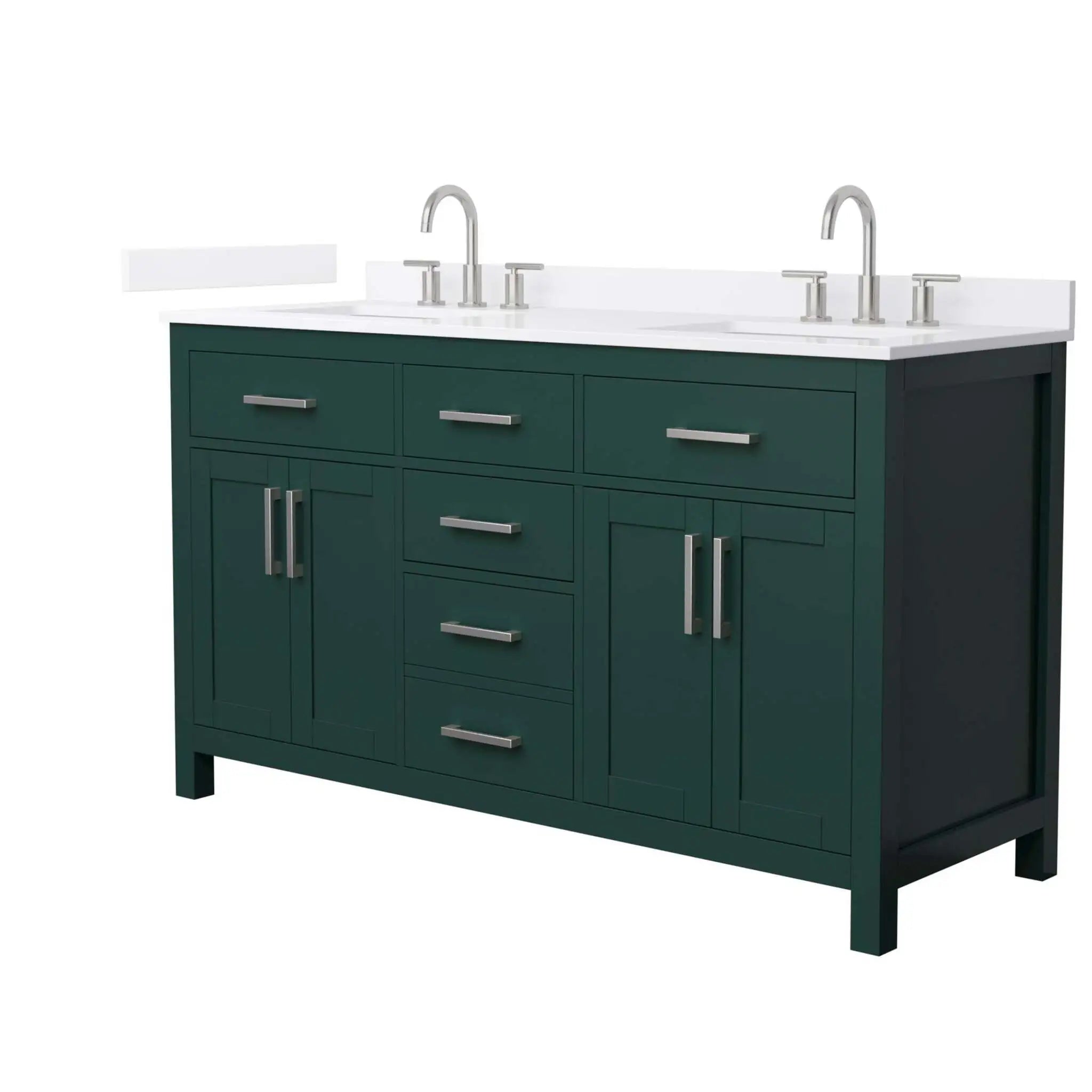 60" Beckett Double Bathroom Vanity in Green with Brushed Nickel Trim by Wyndham