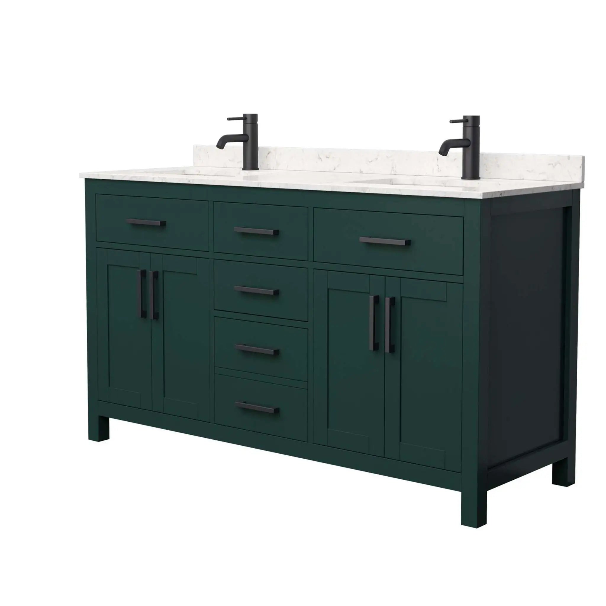 60" Beckett Double Bathroom Vanity in Green with Matte Black Trim by Wyndham