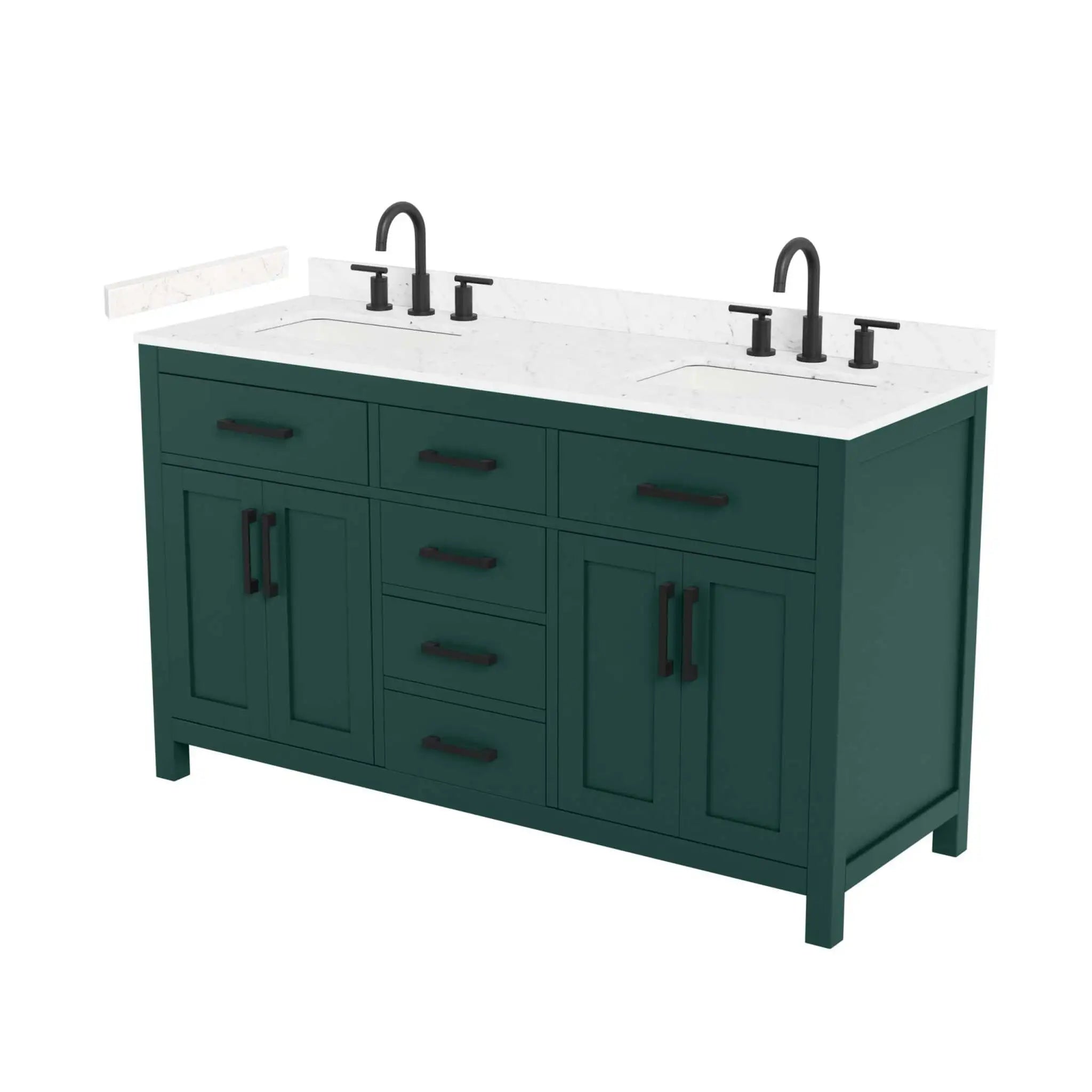60" Beckett Double Bathroom Vanity in Green with Matte Black Trim by Wyndham