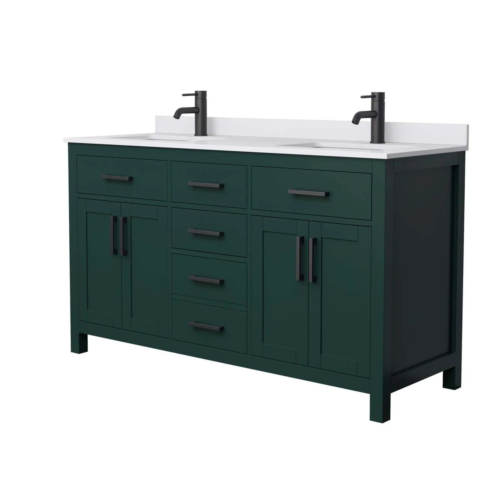 60" Beckett Double Bathroom Vanity in Green with Matte Black Trim by Wyndham