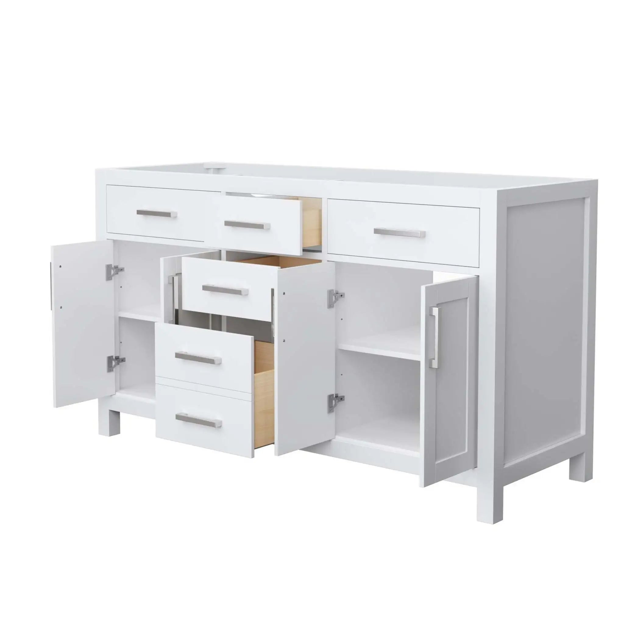 60" Beckett Double Bathroom Vanity in White with Brushed Nickel Trim by Wyndham