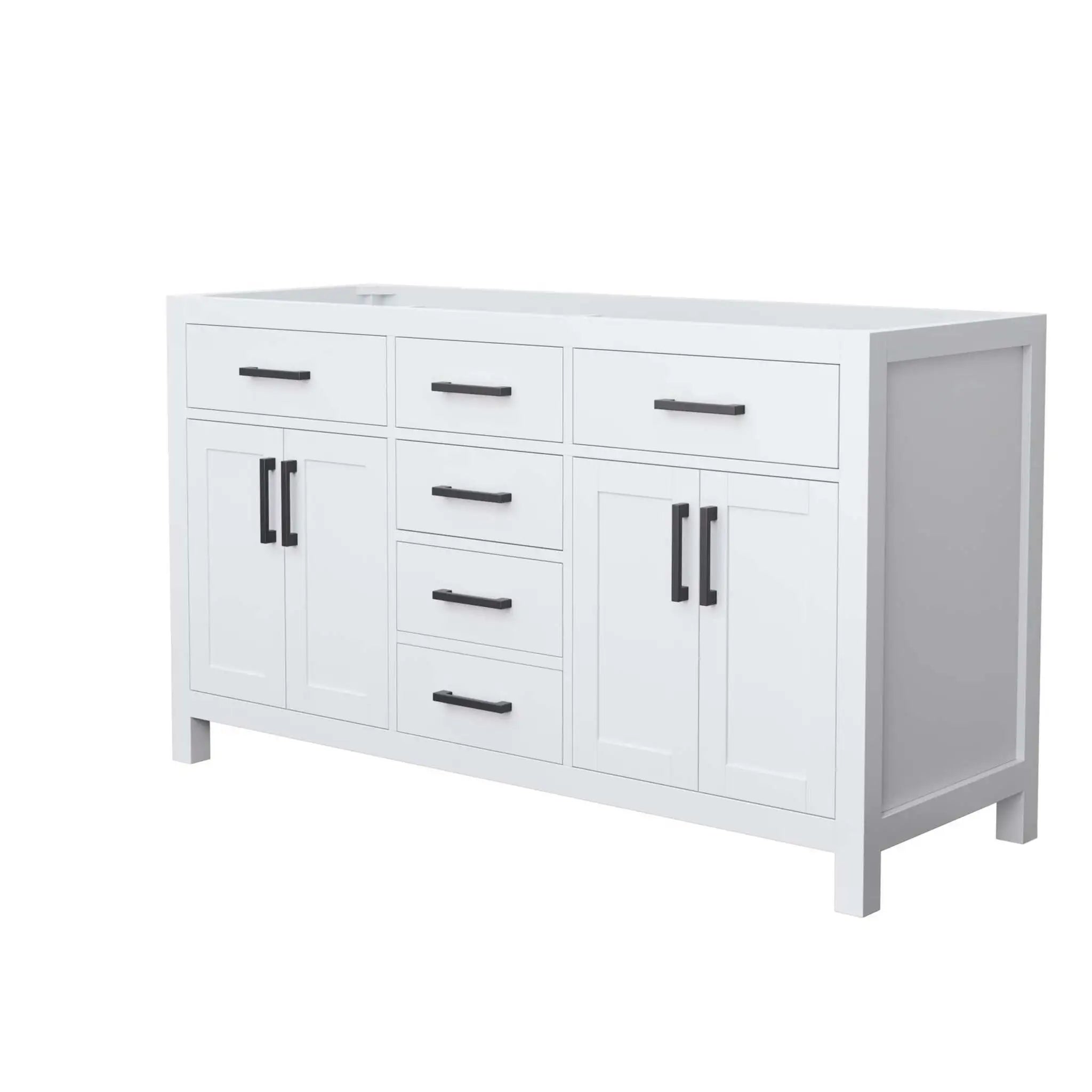 60" Beckett Double Bathroom Vanity in White with Matte Black Trim by Wyndham