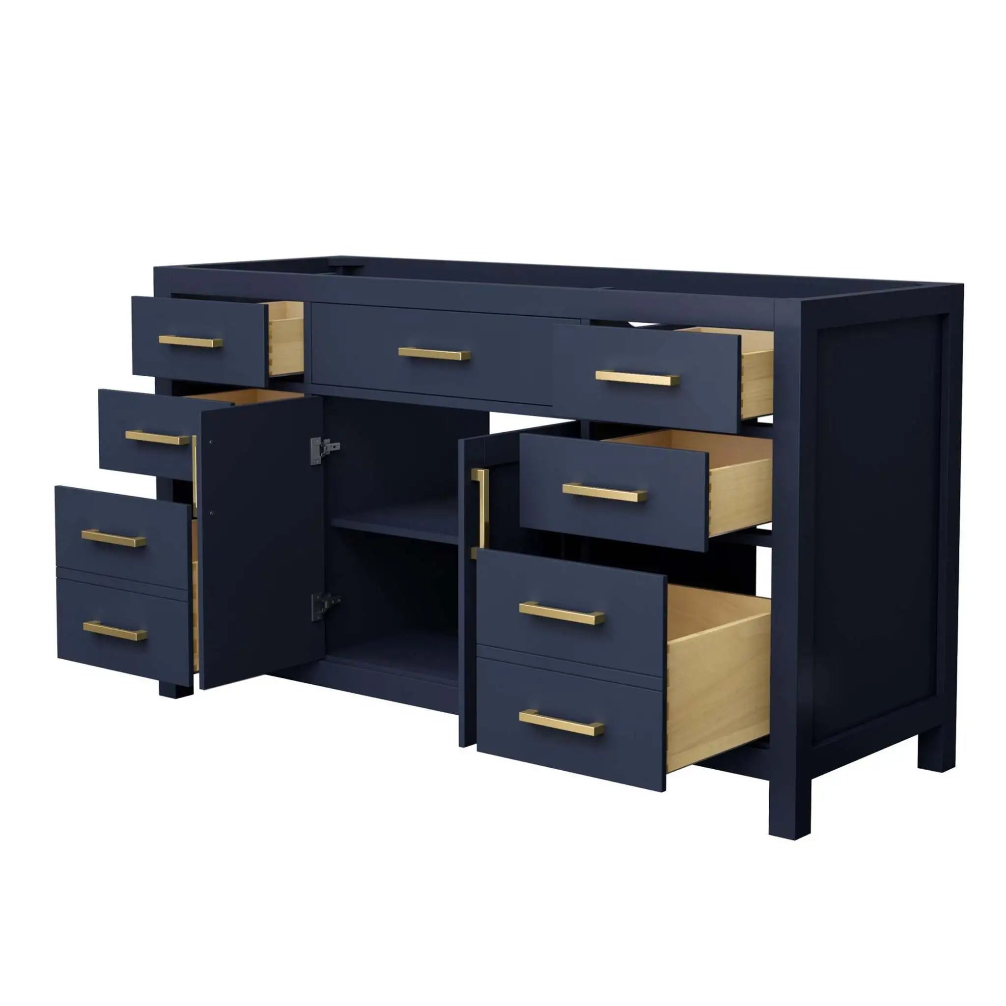60" Beckett Single Bathroom Vanity in Dark Blue with Brushed Gold Trim by Wyndham