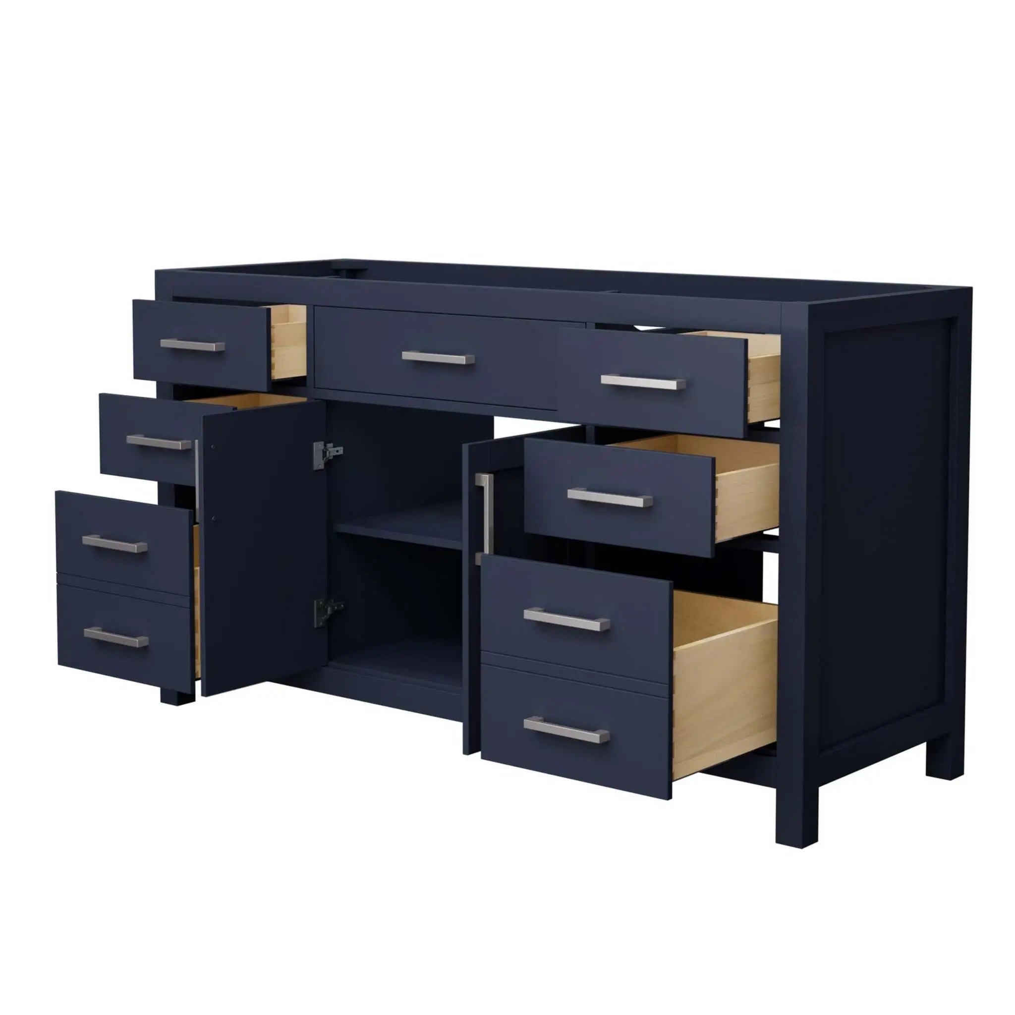 60" Beckett Single Bathroom Vanity in Dark Blue with Brushed Nickel Trim by Wyndham