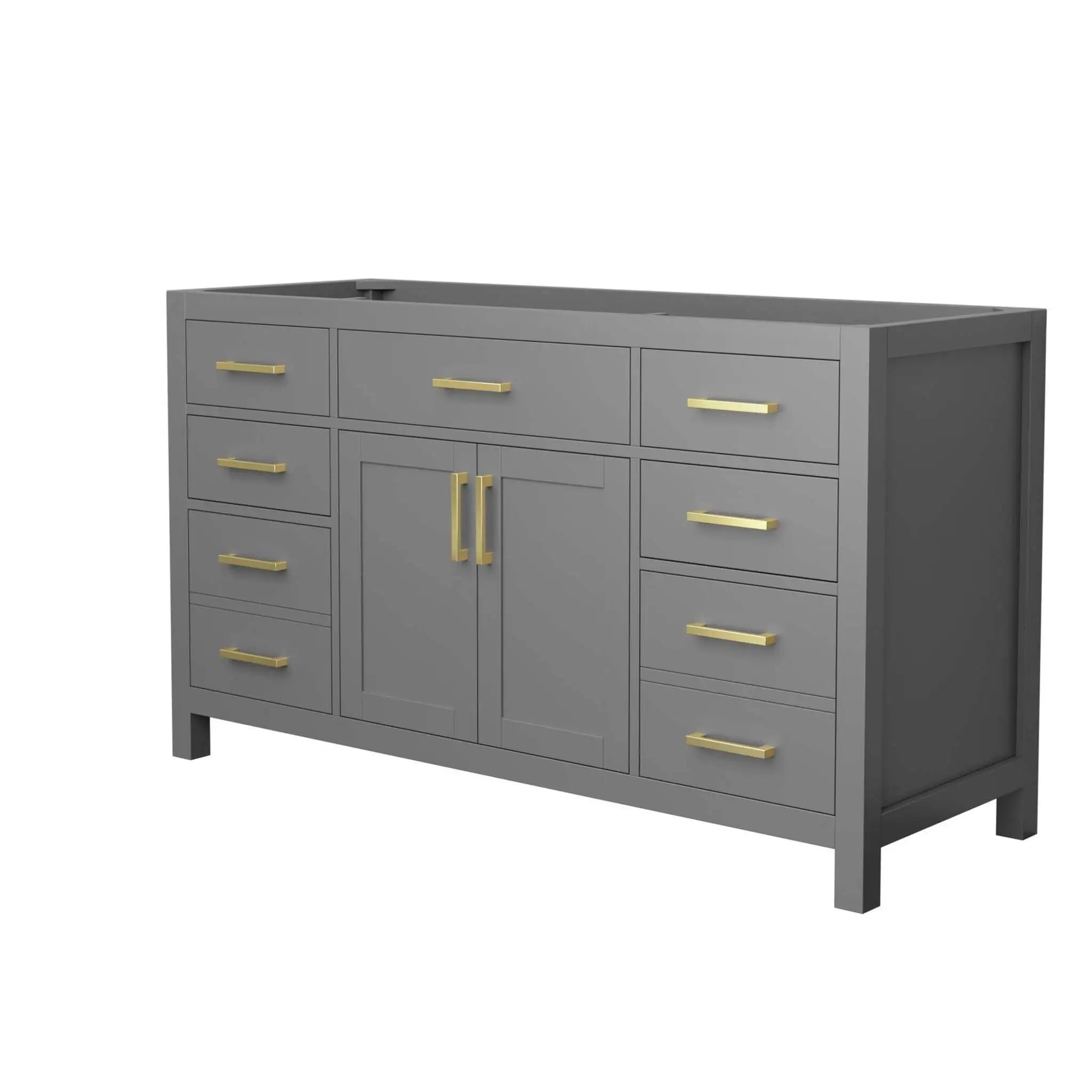60" Beckett Single Bathroom Vanity in Dark Gray with Brushed Gold Trim by Wyndham