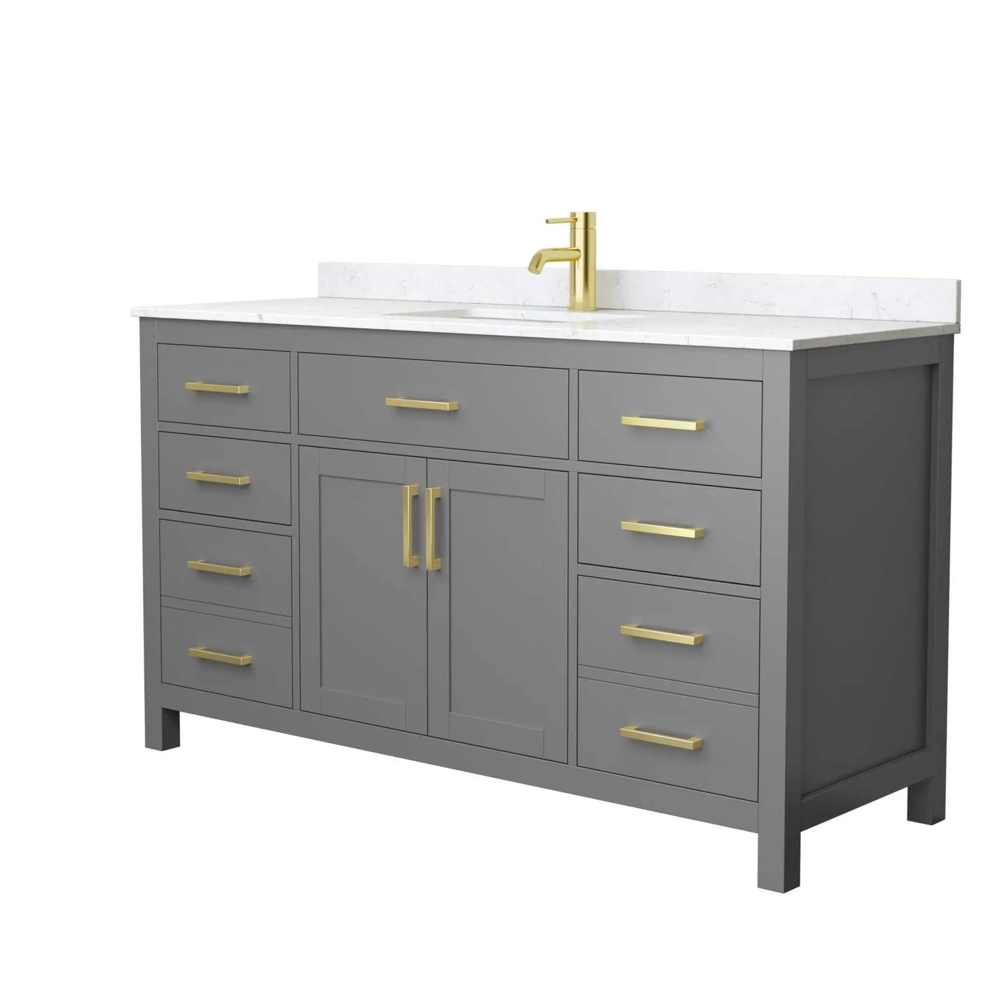 60" Beckett Single Bathroom Vanity in Dark Gray with Brushed Gold Trim by Wyndham