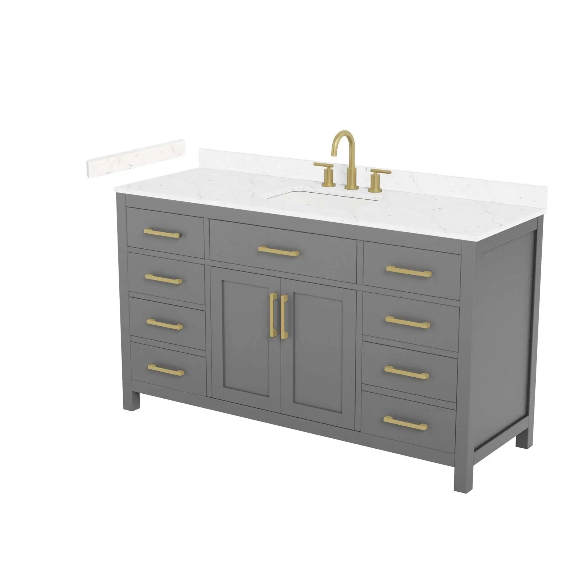 60" Beckett Single Bathroom Vanity in Dark Gray with Brushed Gold Trim by Wyndham