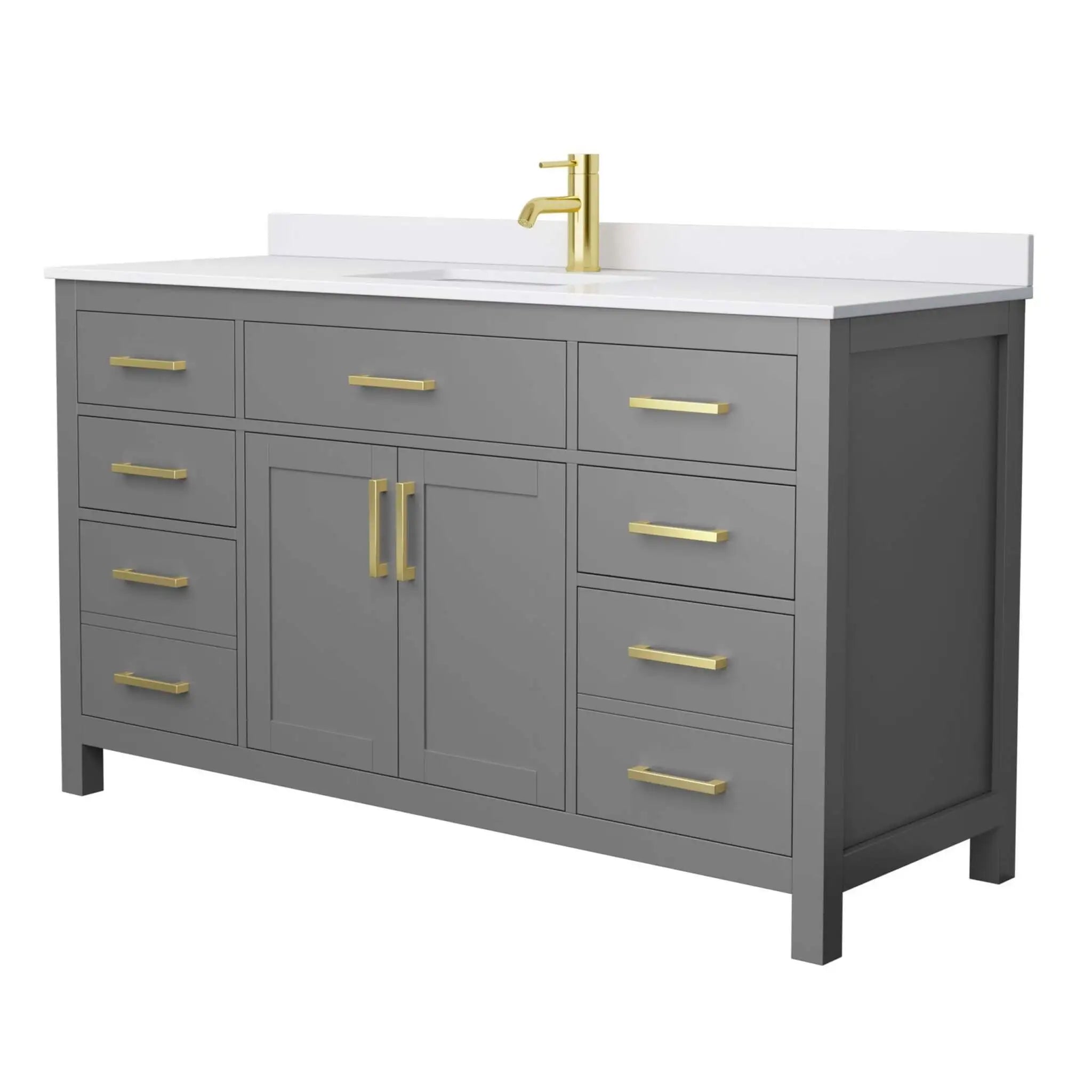 60" Beckett Single Bathroom Vanity in Dark Gray with Brushed Gold Trim by Wyndham